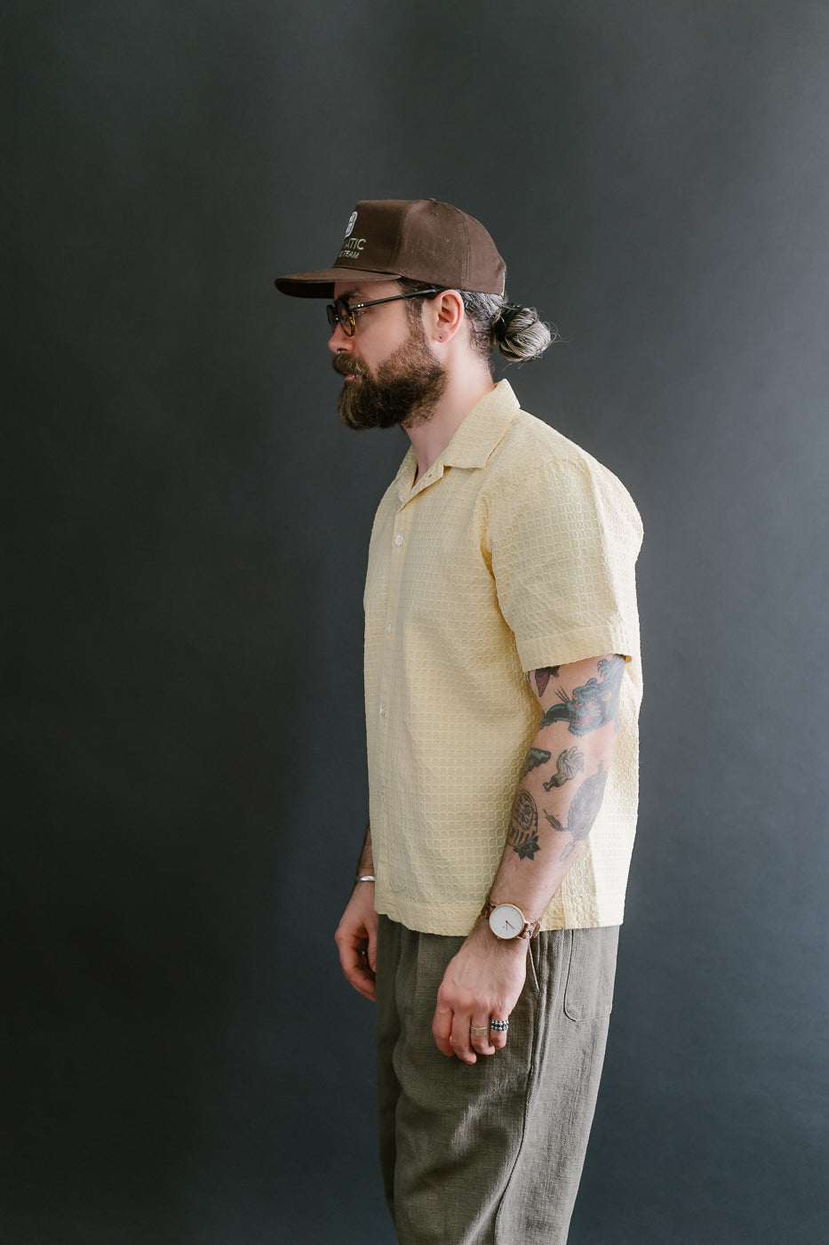 Short Sleeve Resort Shirt Geo Weave - Sunflower