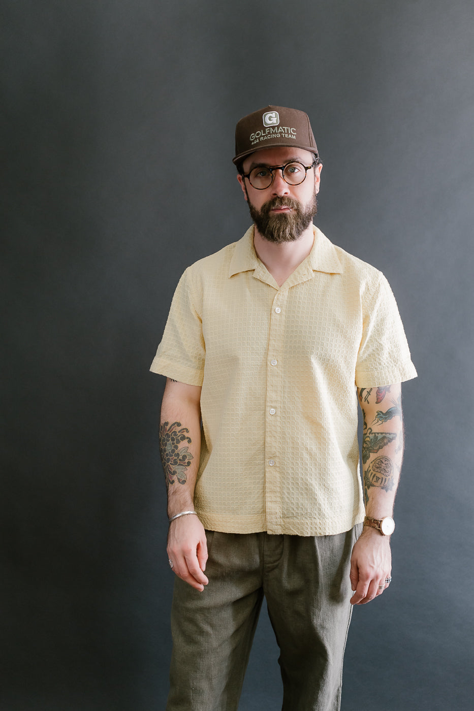 Short Sleeve Resort Shirt Geo Weave - Sunflower