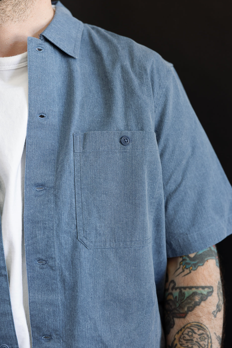 Short Sleeve Work Shirt - Blue Pigment Dye | Dant