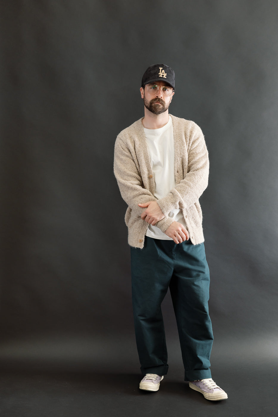 V-Neck Cardigan Boucle Alpaca - Khaki