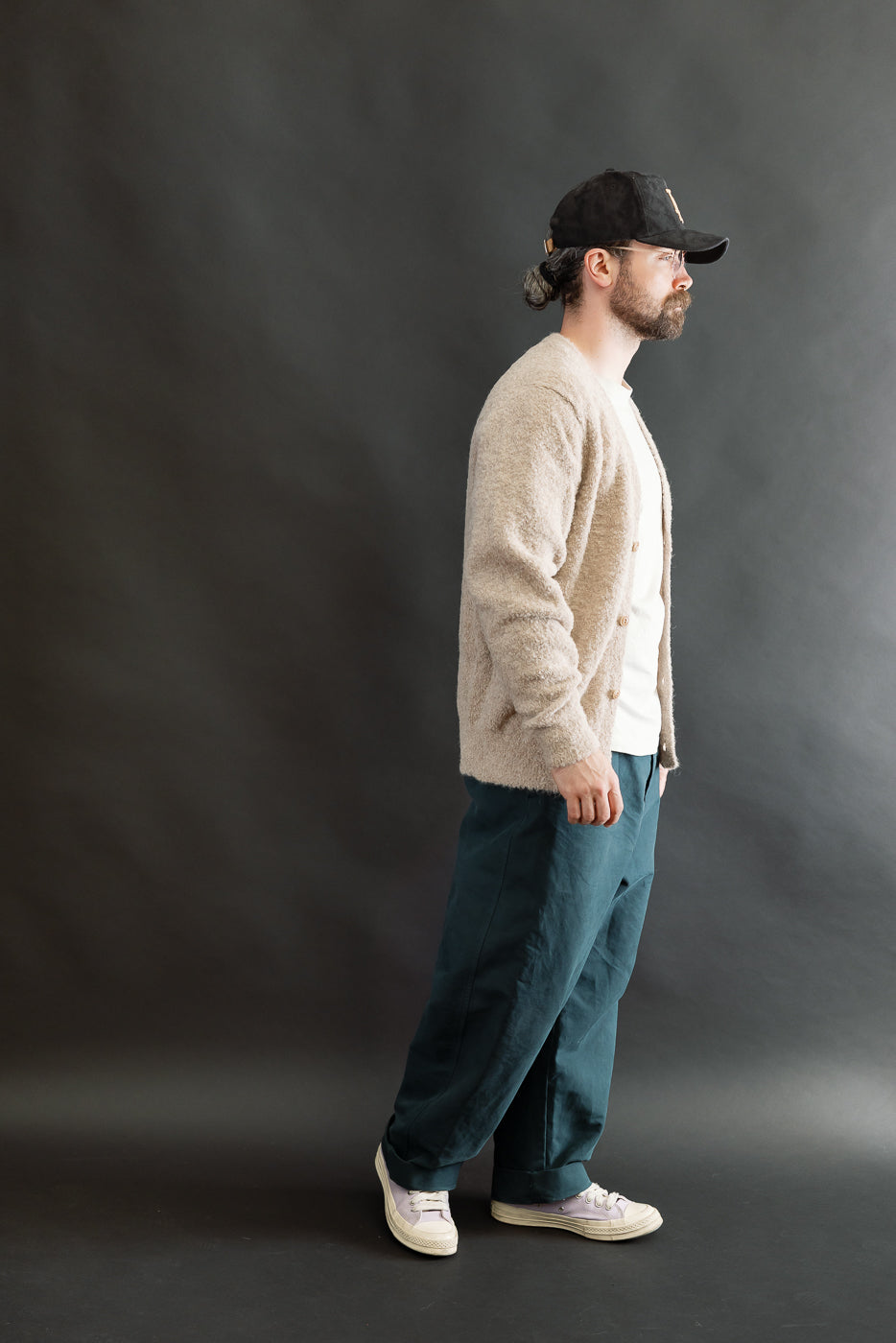 V-Neck Cardigan Boucle Alpaca - Khaki