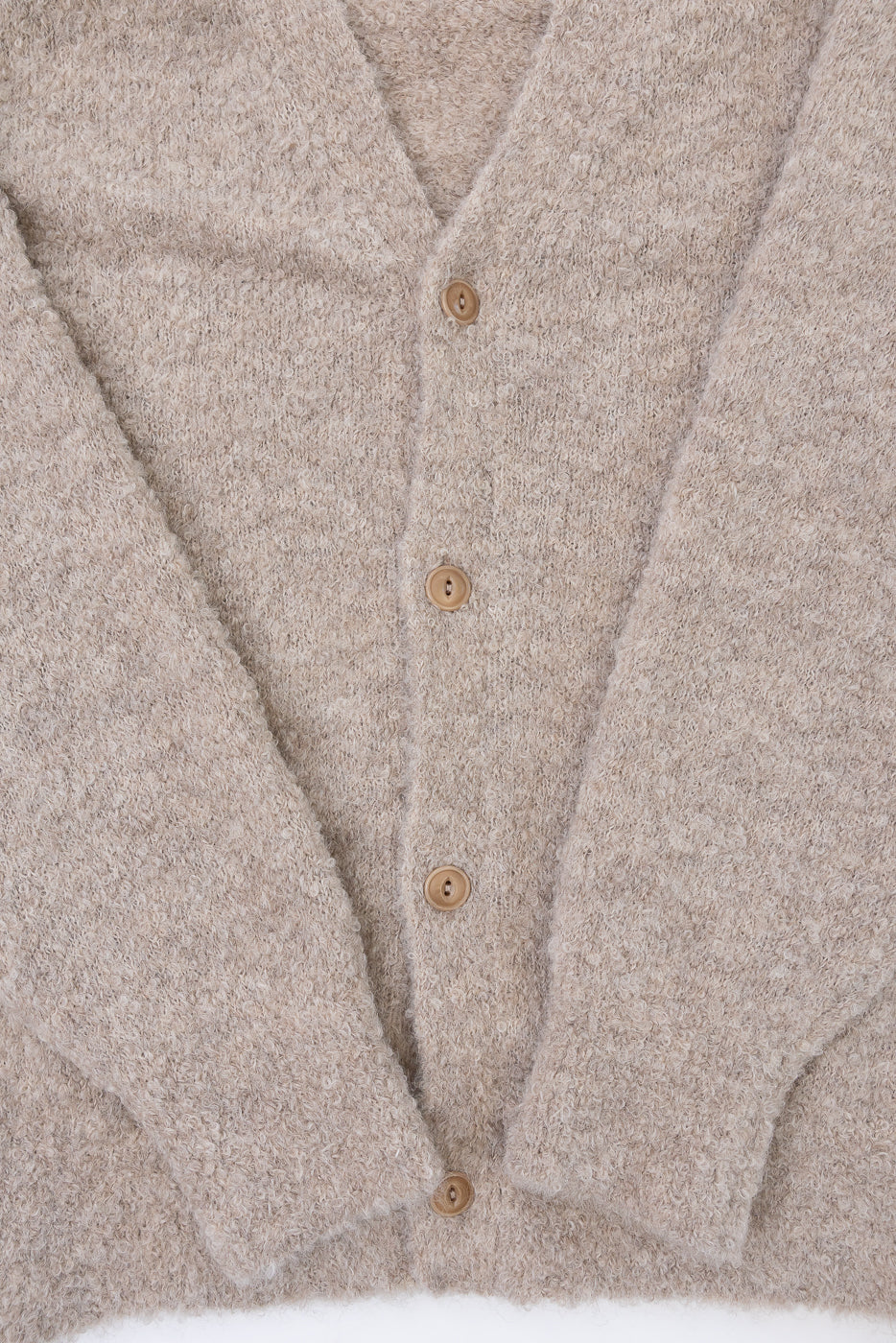 V-Neck Cardigan Boucle Alpaca - Khaki