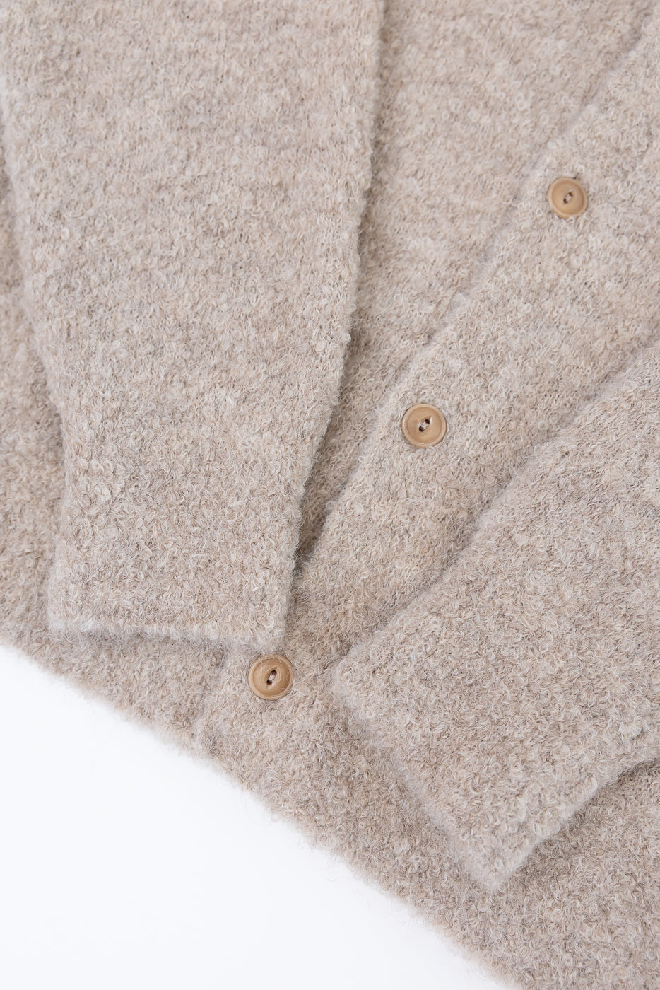 V-Neck Cardigan Boucle Alpaca - Khaki