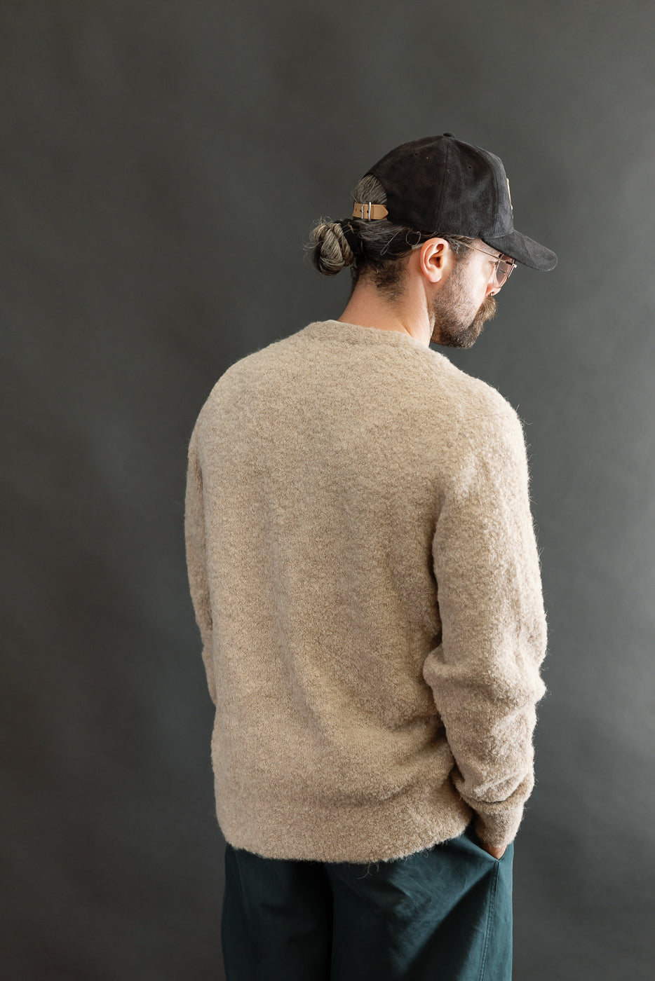 V-Neck Cardigan Boucle Alpaca - Khaki