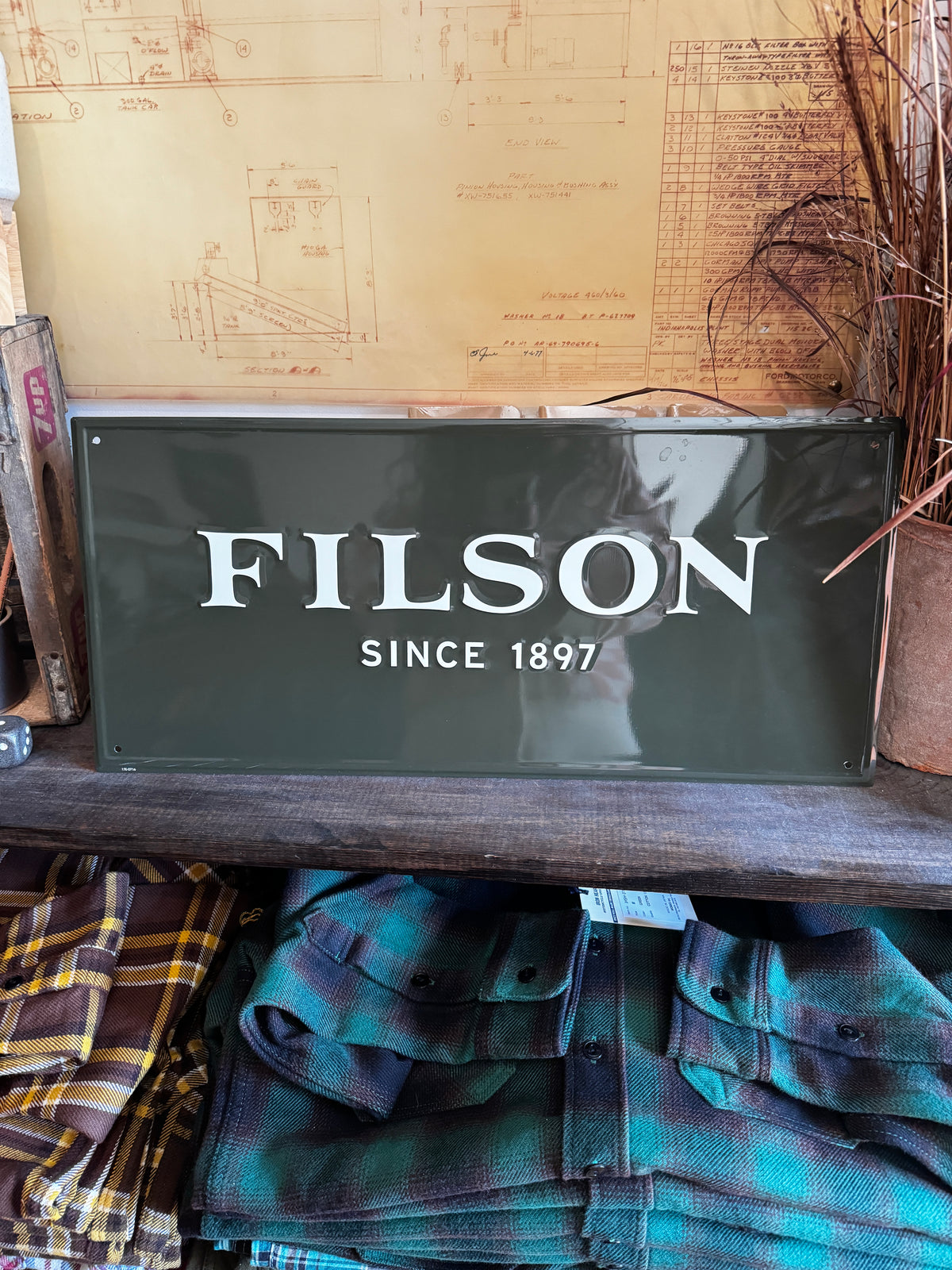 Like New Filson Metal Sign, Store Display - Green | Dant