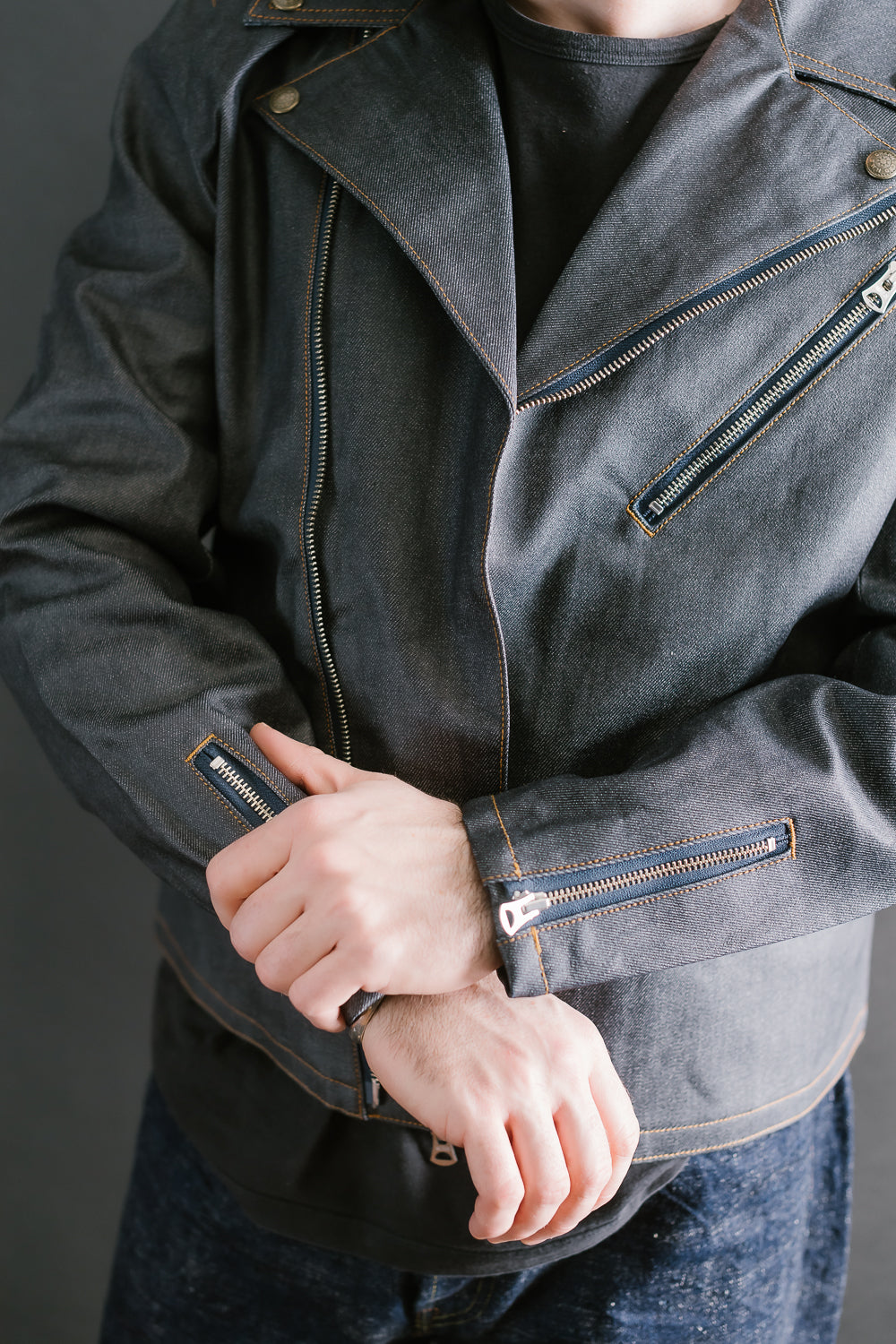 GZ-DWR-0608 - Double Rider's Coated Jean Jacket - Indigo