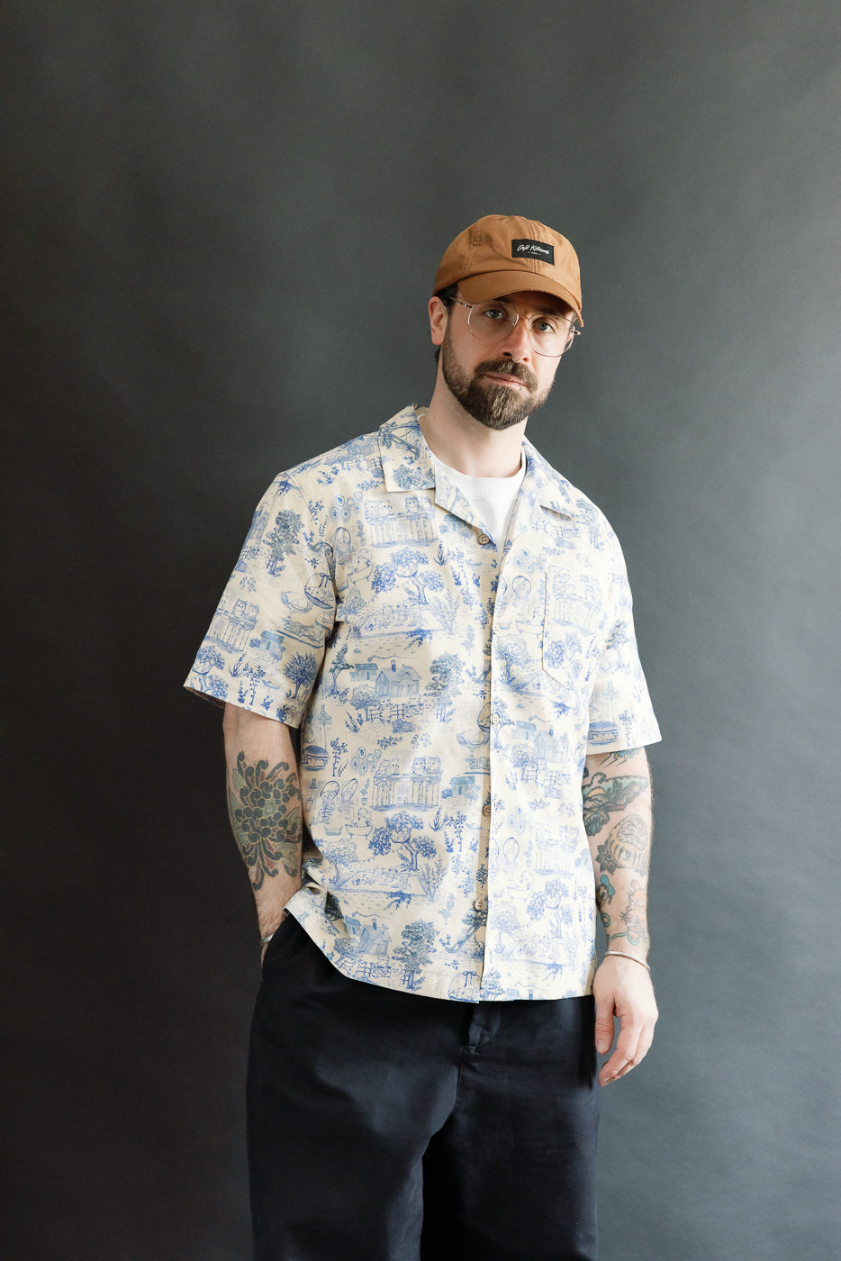 Aloha Shirt - Linen Cats - Blue | Dant