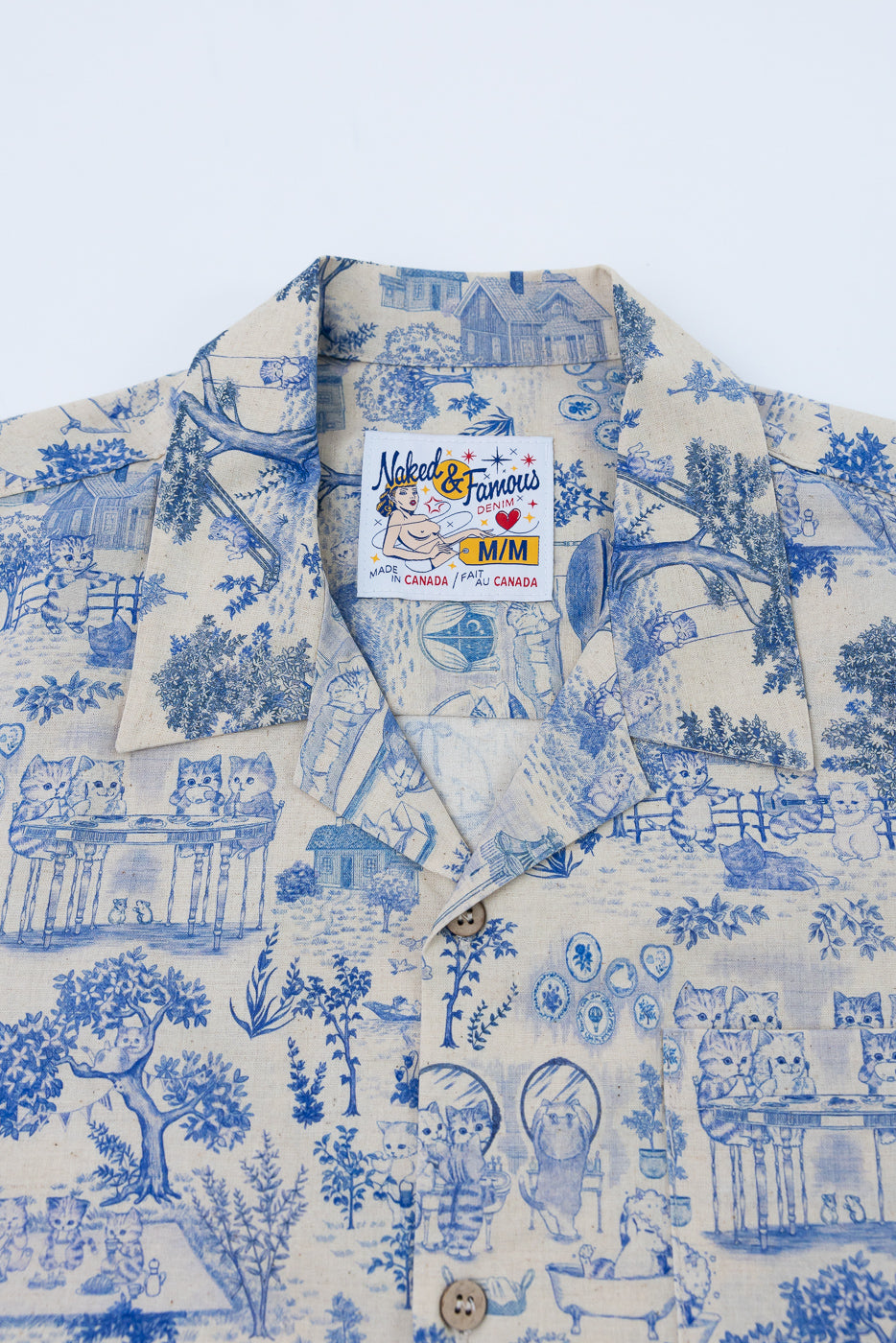 Aloha Shirt - Linen Cats - Blue | Dant