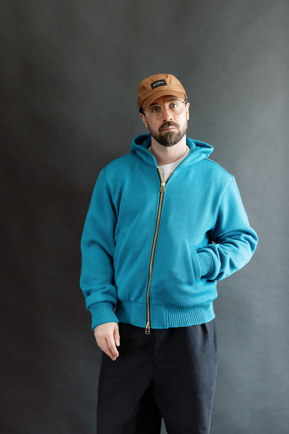 Front view, full body of male model 5'9