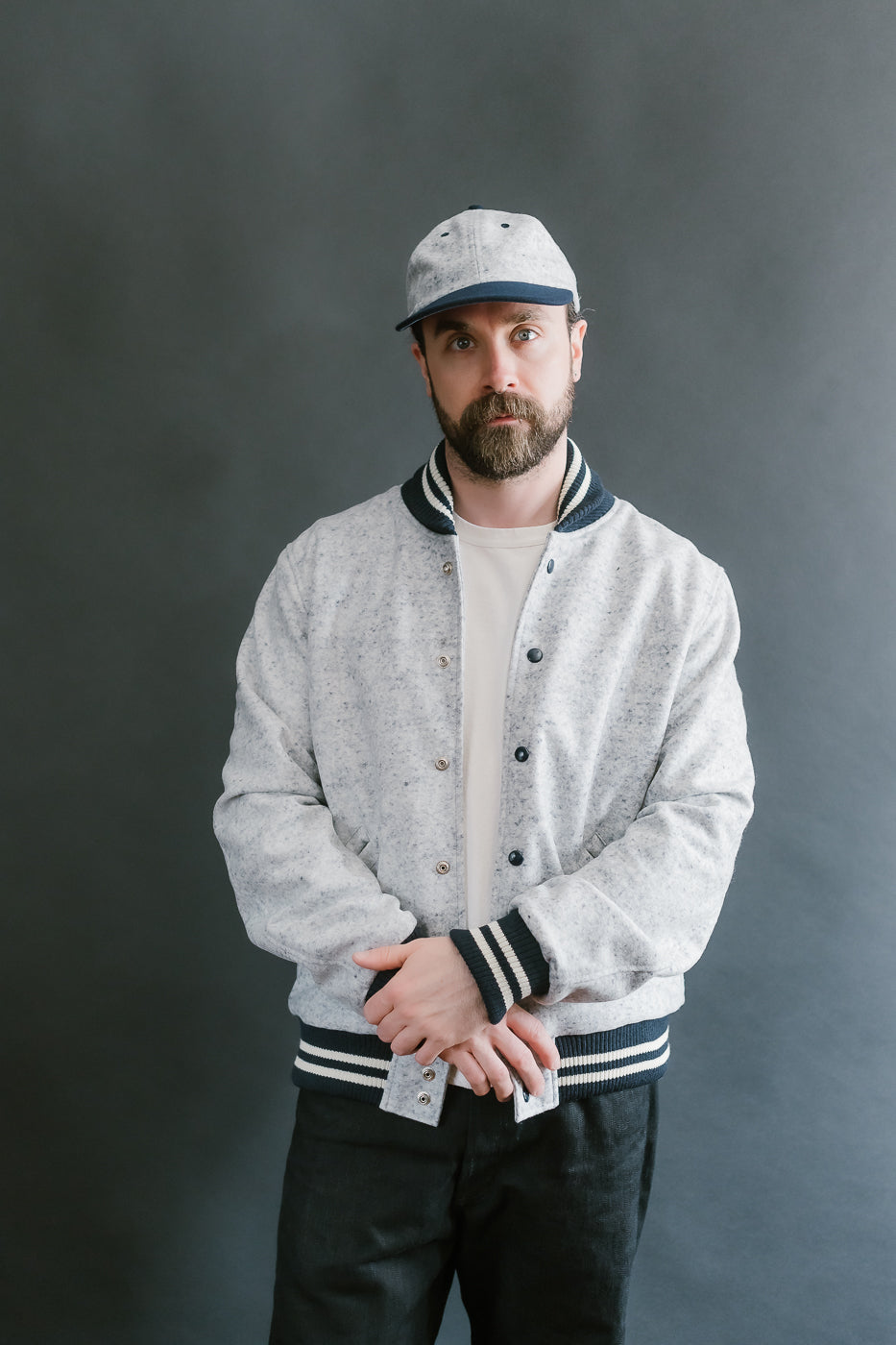 Club Jacket - Natural, Navy Heather