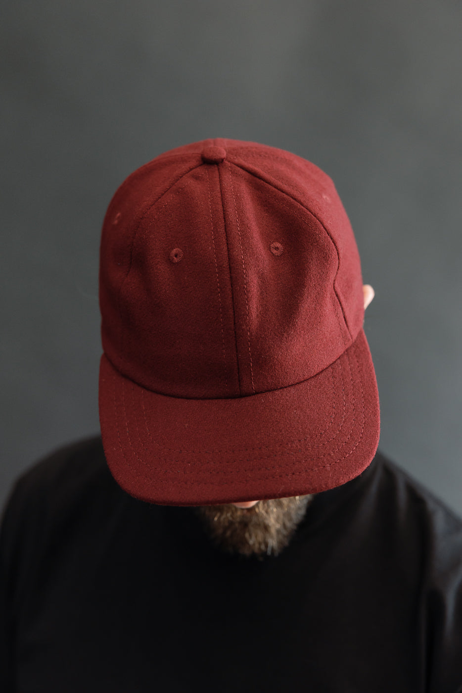 Melton Wool Baseball Hat - Burgundy