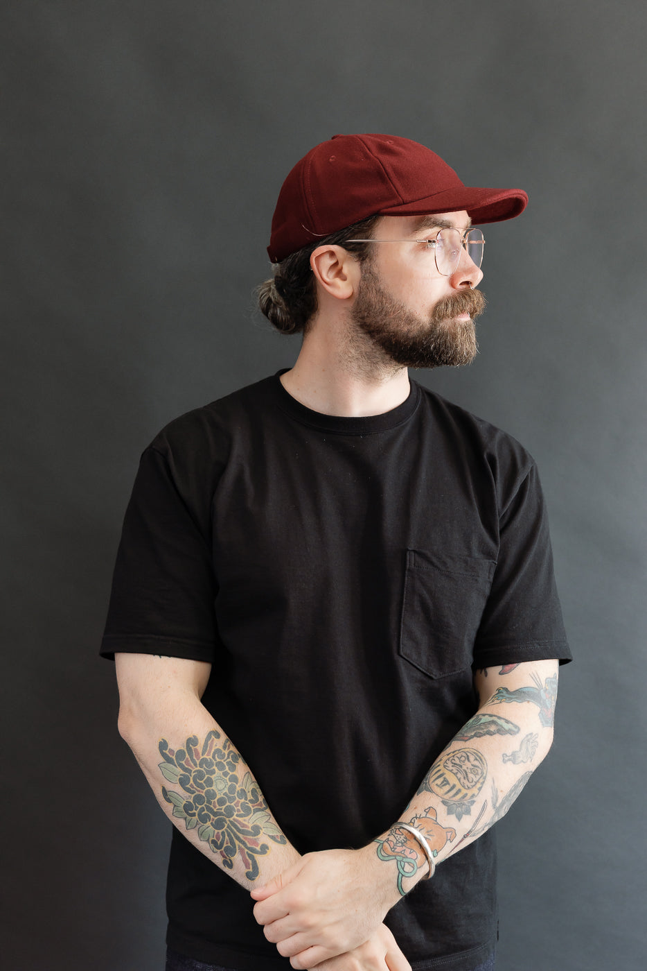 Melton Wool Baseball Hat - Burgundy
