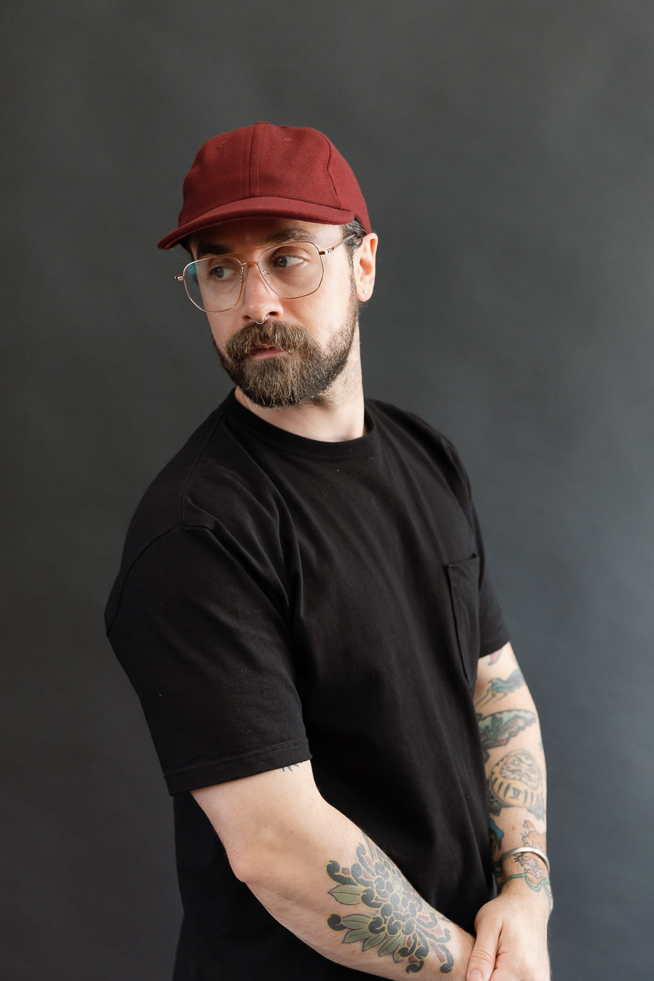 Melton Wool Baseball Hat - Burgundy