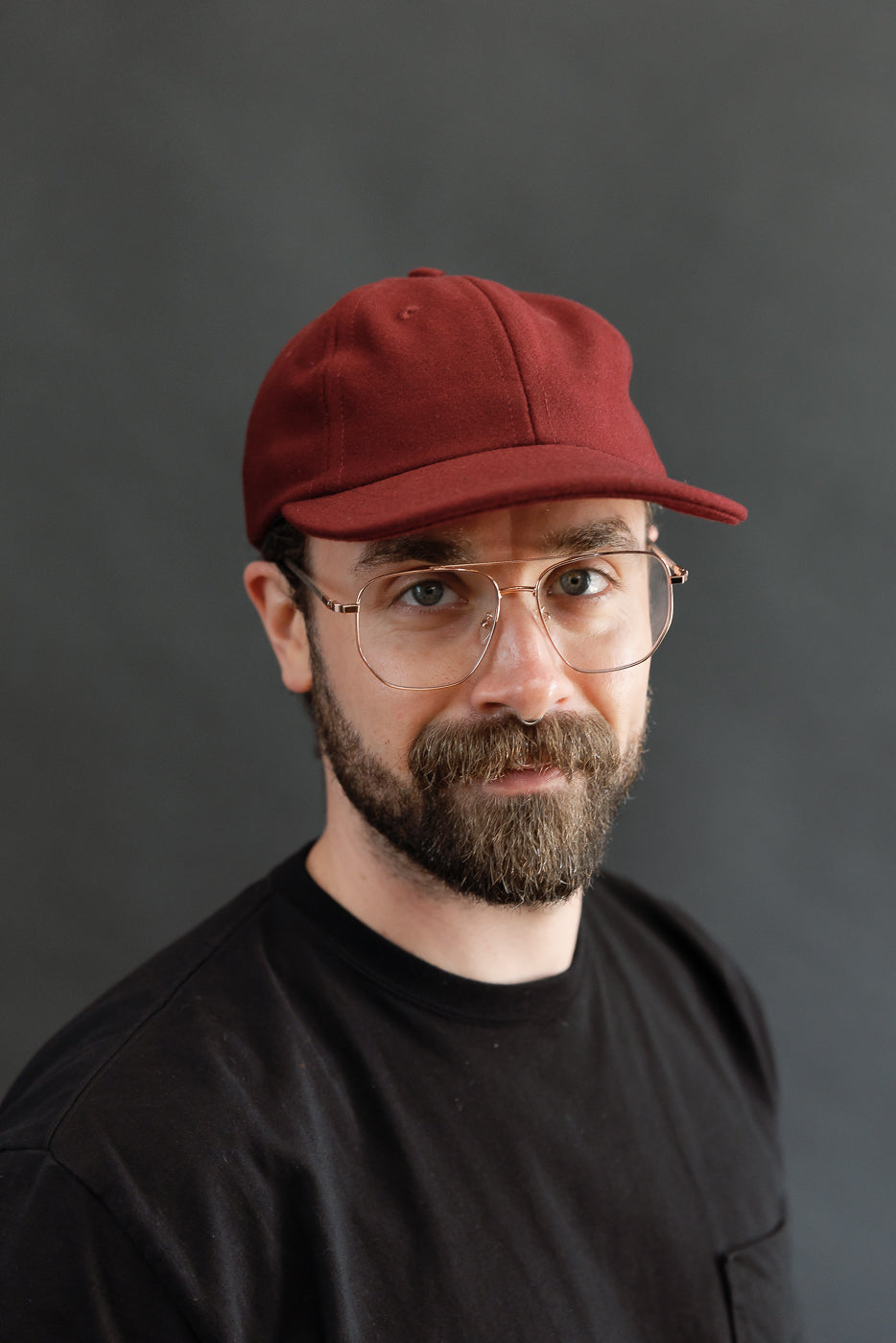 Melton Wool Baseball Hat - Burgundy