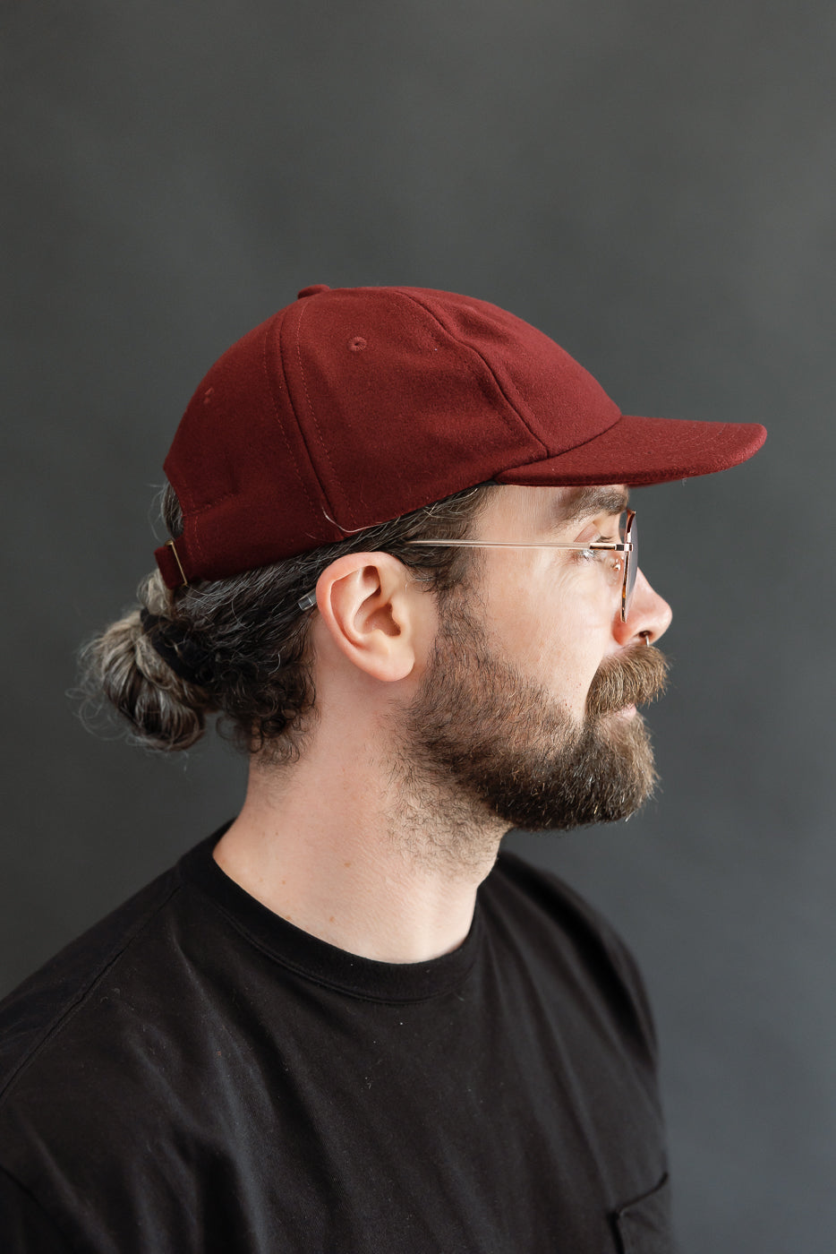 Melton Wool Baseball Hat - Burgundy