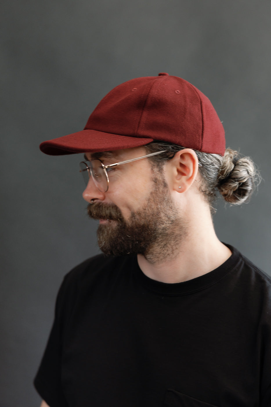 Melton Wool Baseball Hat - Burgundy