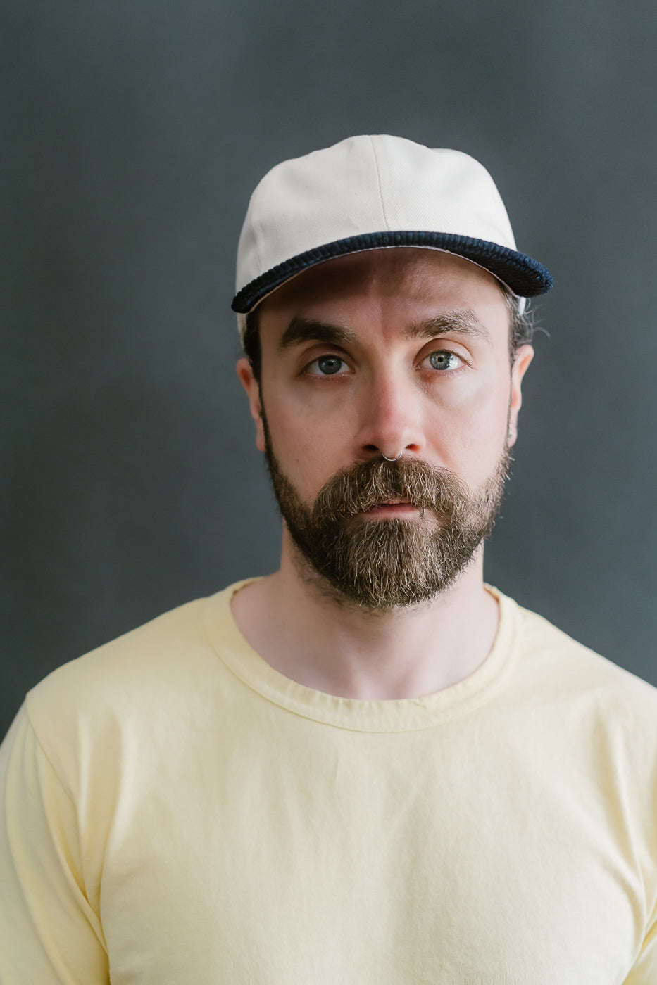 Unstructured 2-tone Baseball Hat - Natural Selvedge, Indigo Sashiko