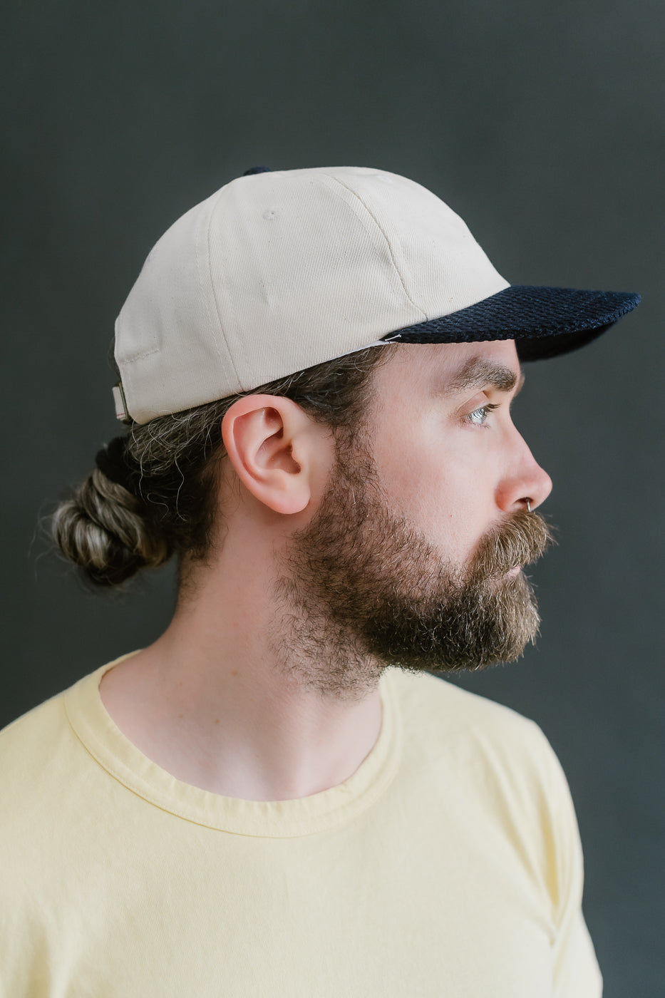 Unstructured 2-tone Baseball Hat - Natural Selvedge, Indigo Sashiko