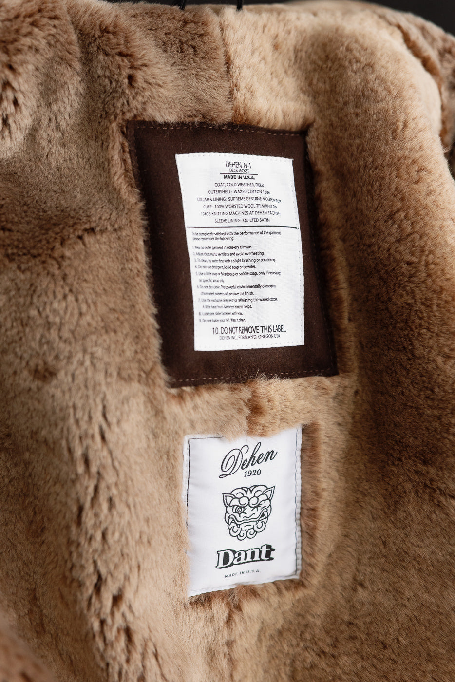 Dant Exclusive N-1 Dry Wax Deck Jacket - Black HB, Kodiak