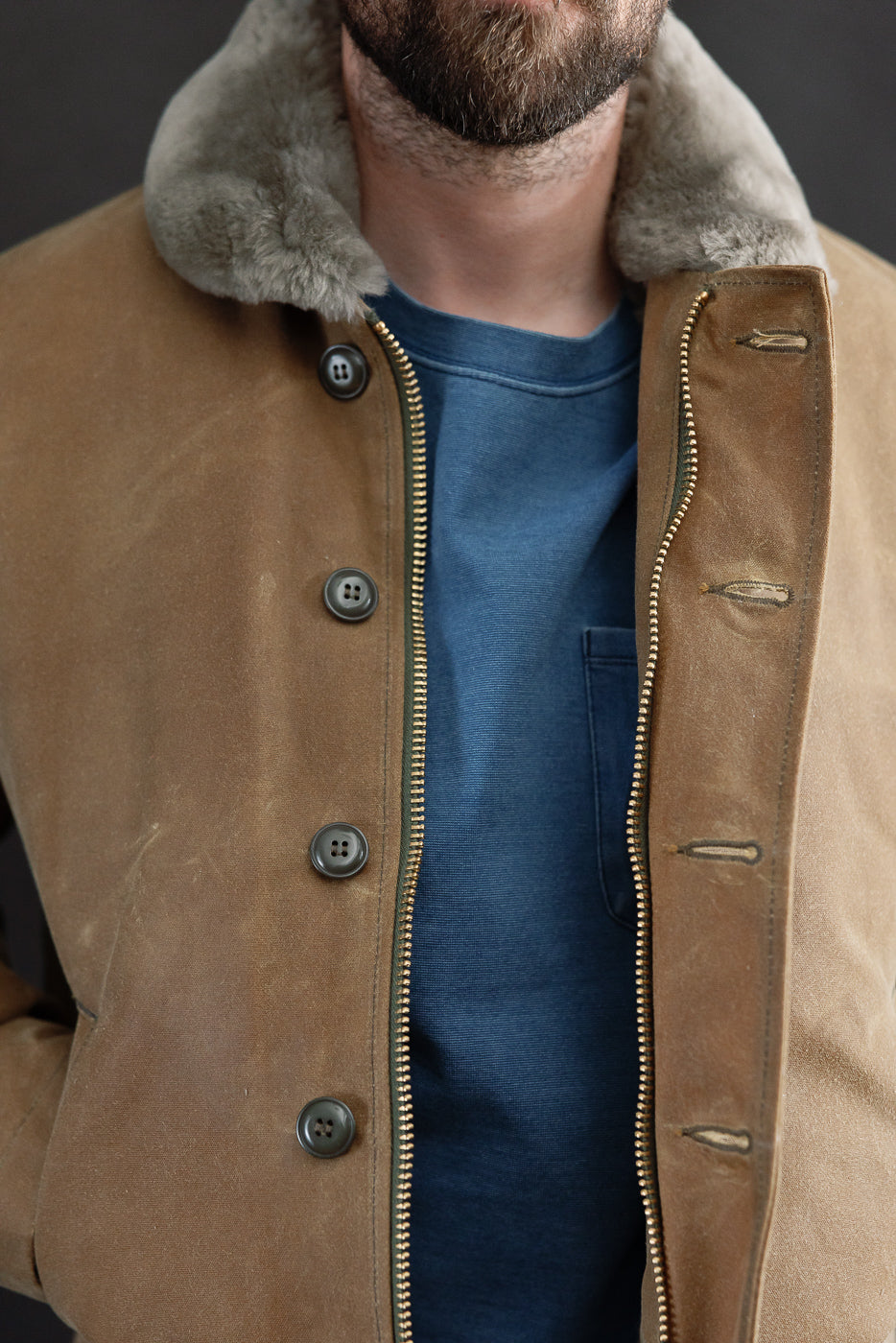 N-1 Waxed Deck Jacket - Hardtack, Grey