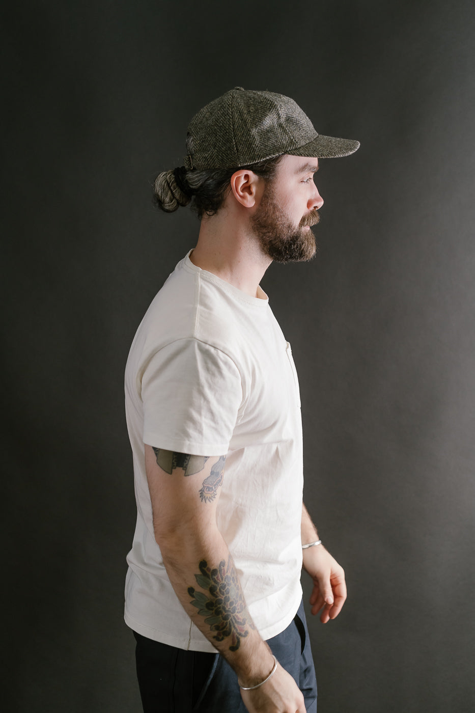 Herringbone Wool Baseball Hat -  Warm Charcoal