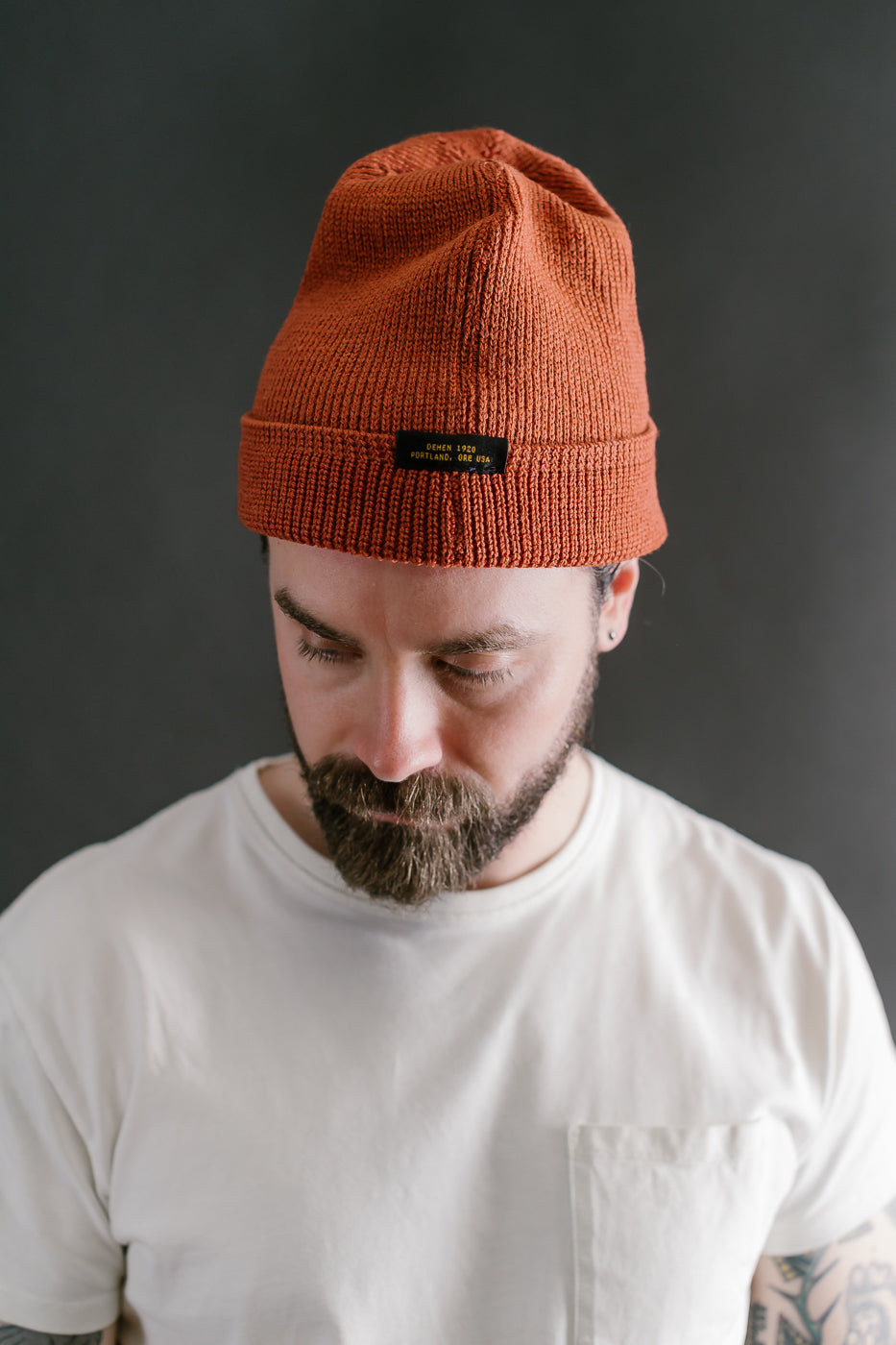 Wool Knit Watch Cap - Burnt Orange