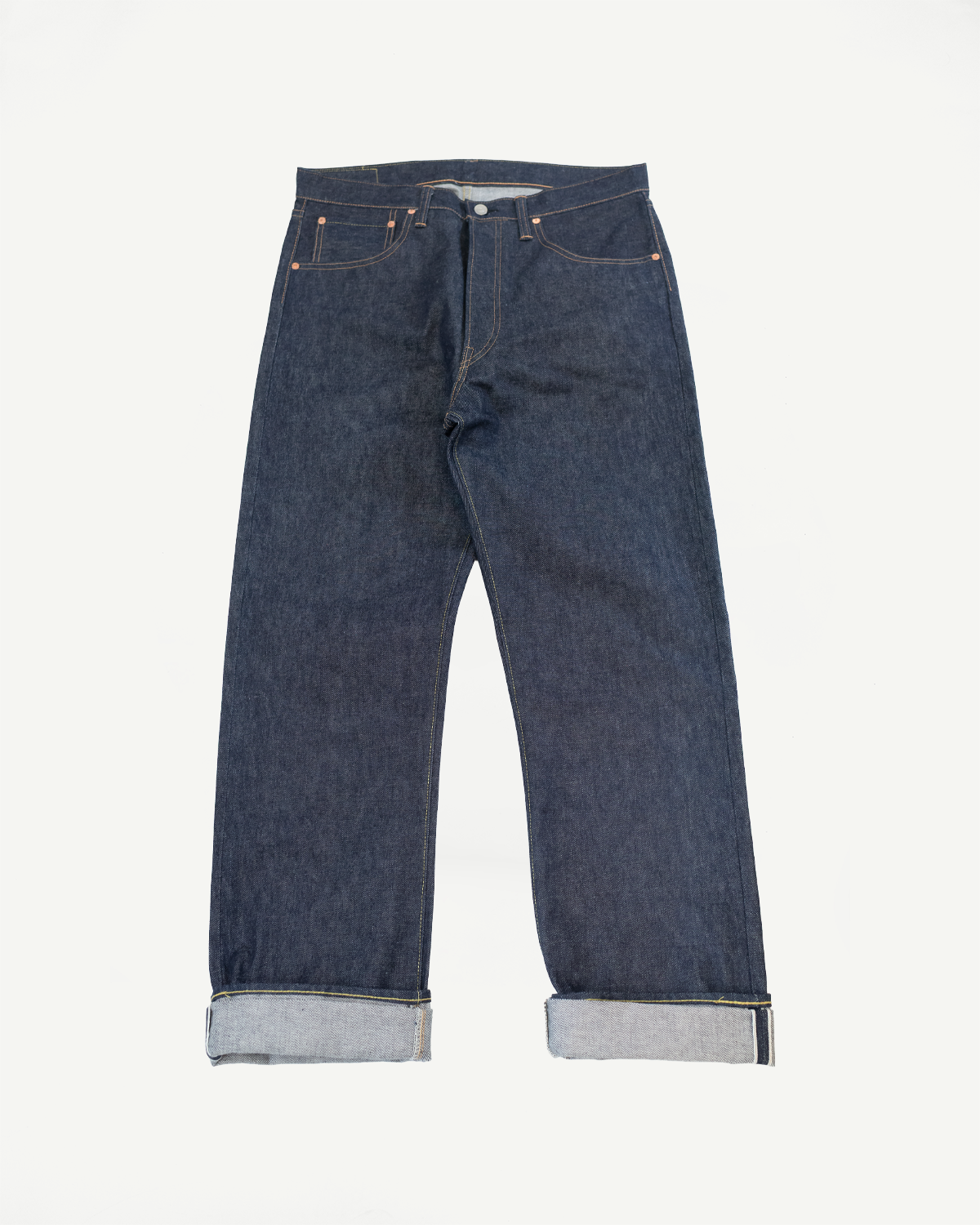 Pair of blue jeans on a white background