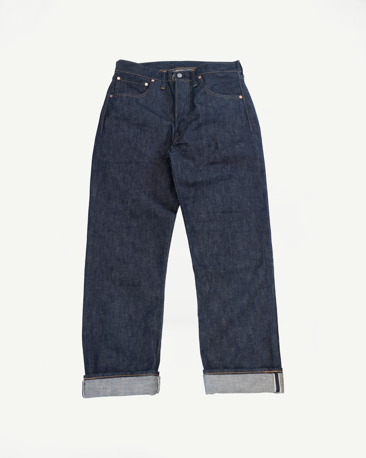 Pair of blue jeans on a white background