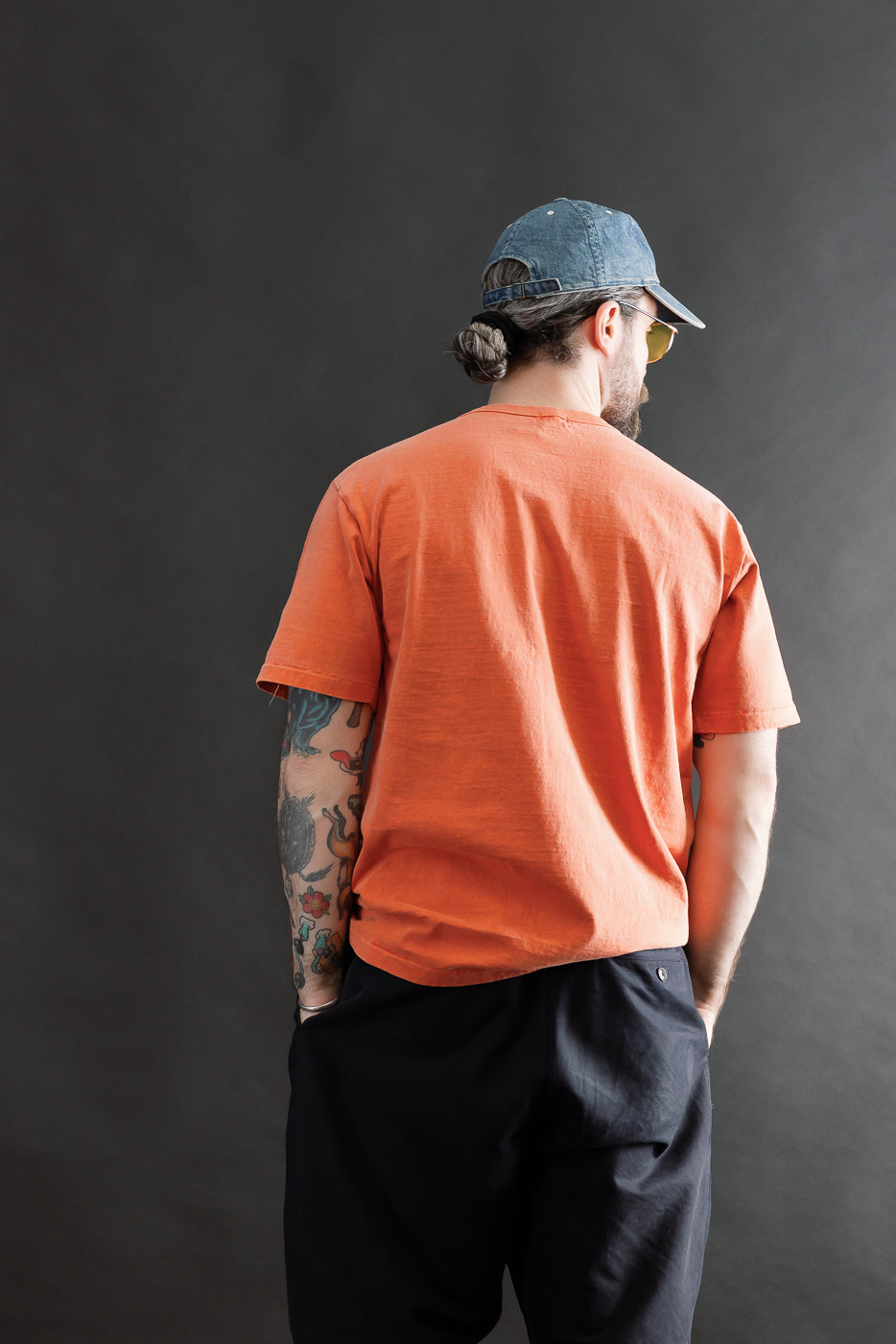 Back view full body of male model 5'9