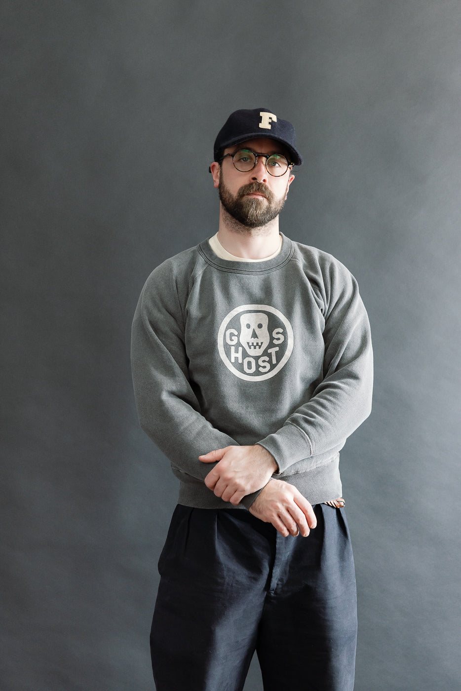 Front view, full body of male model 5'9