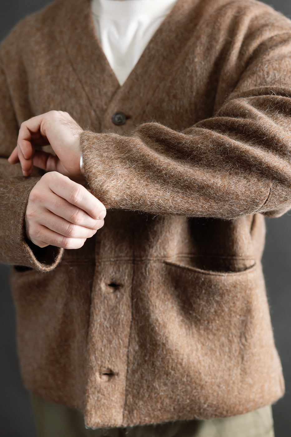 M-B-007 - Basic Cardigan Mohair Fleece - Java Brown | Dant