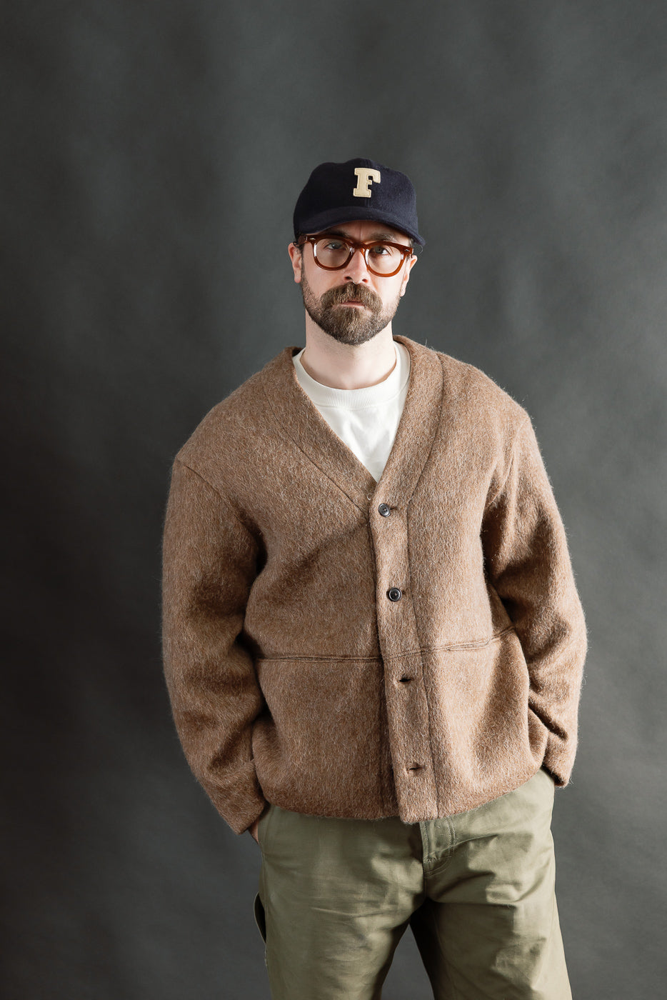M-B-007 - Basic Cardigan Mohair Fleece - Java Brown | Dant