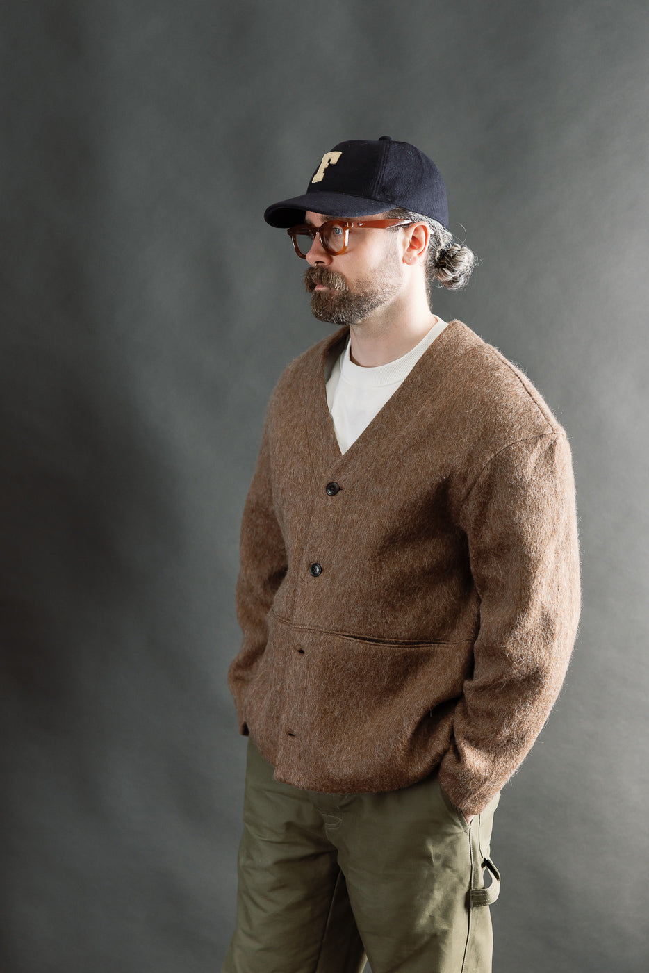 M-B-007 - Basic Cardigan Mohair Fleece - Java Brown | Dant
