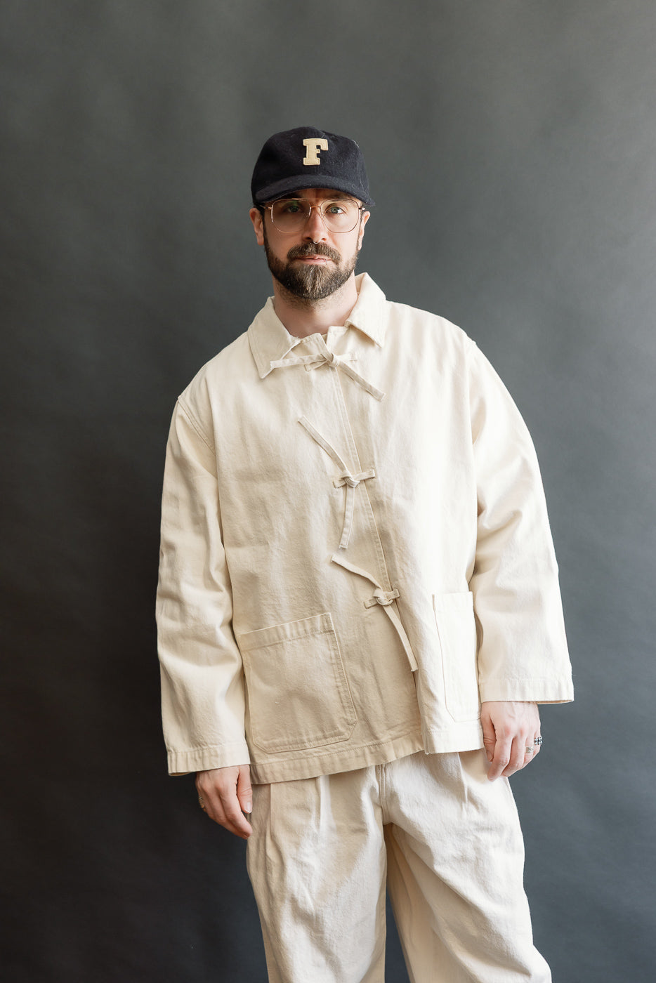 Front view, full body of male model 5'9