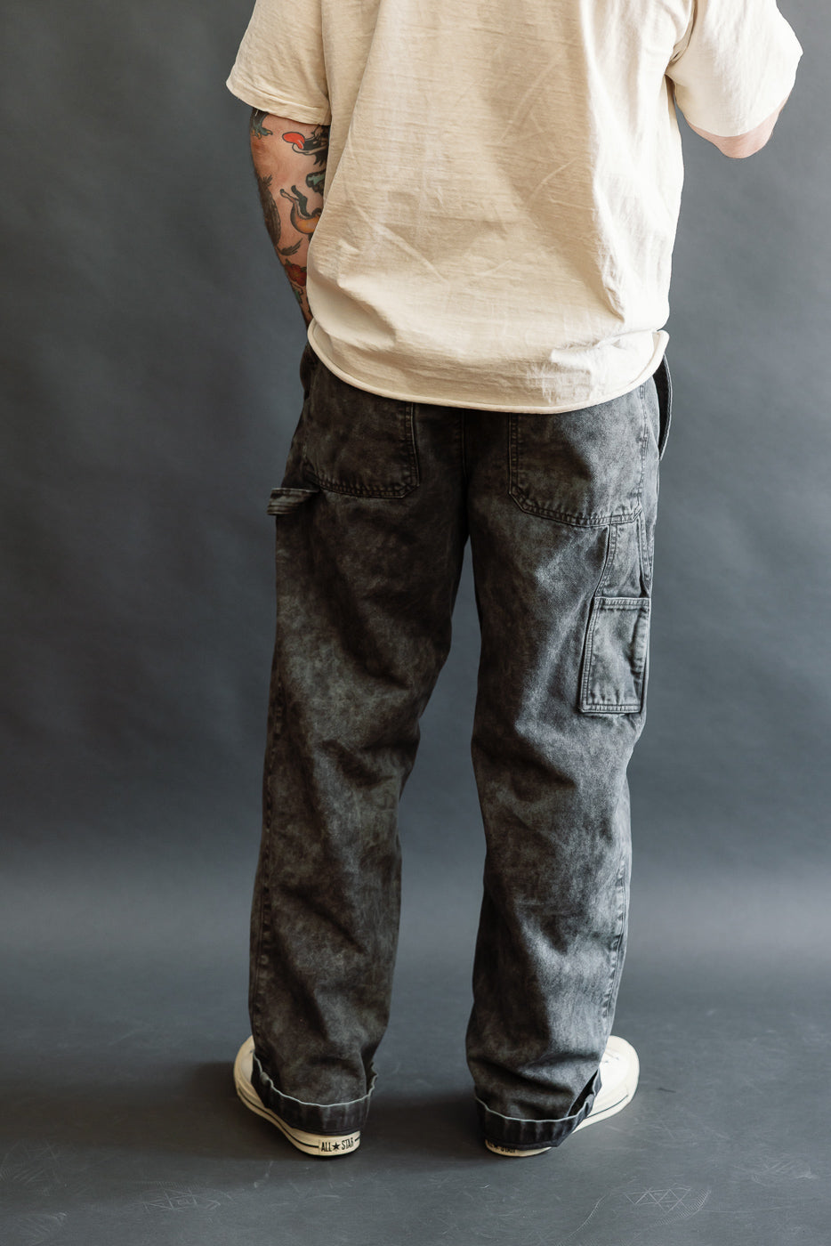 Back view full body of male model 5'9