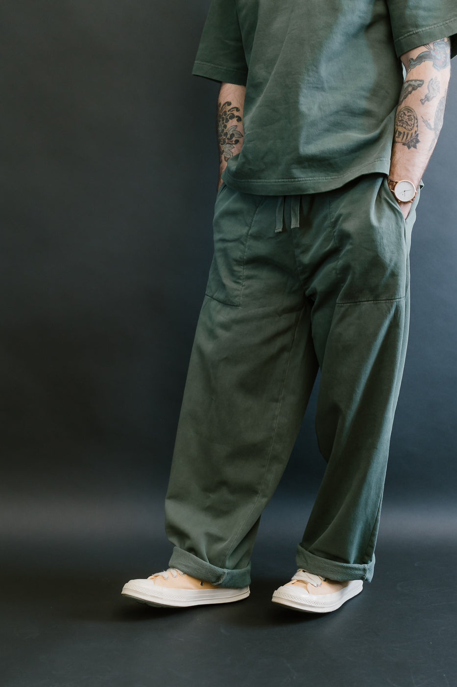 M-J-0003 - Reformer Pants Twill Jersey - Forest Green