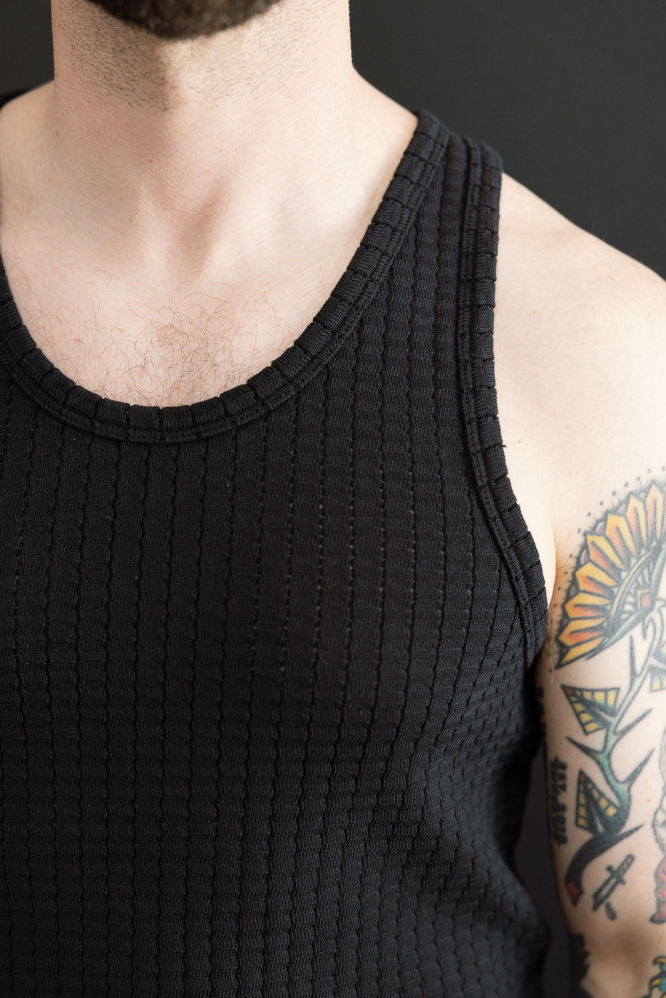 M-J-001 - Tank Top Mesh Cotton - Black | Dant