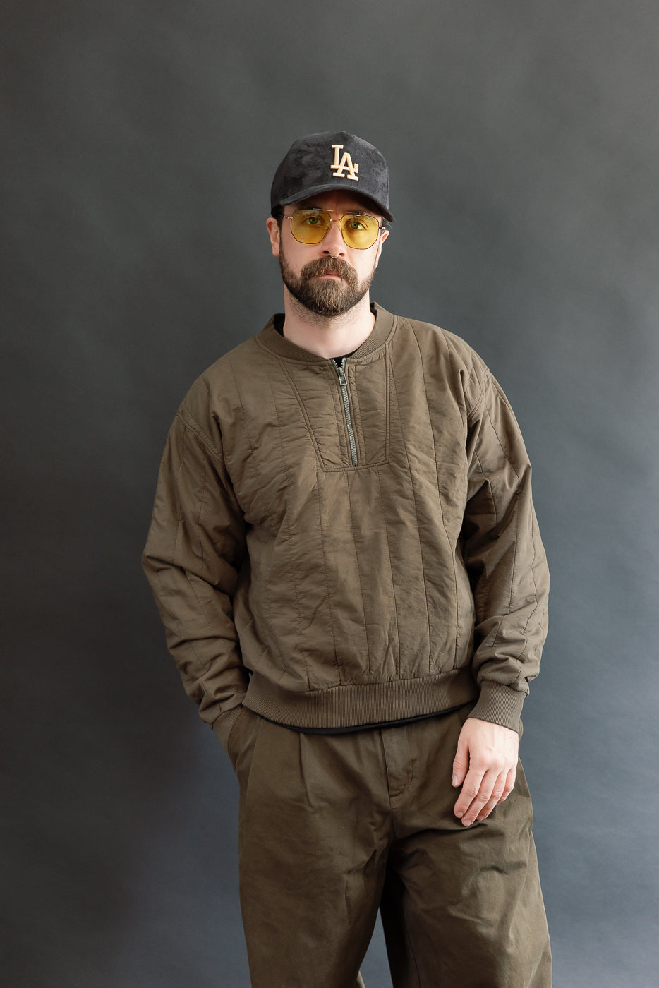 M-J-002 - Oslo Sweater Quilted Cotton - Java Brown