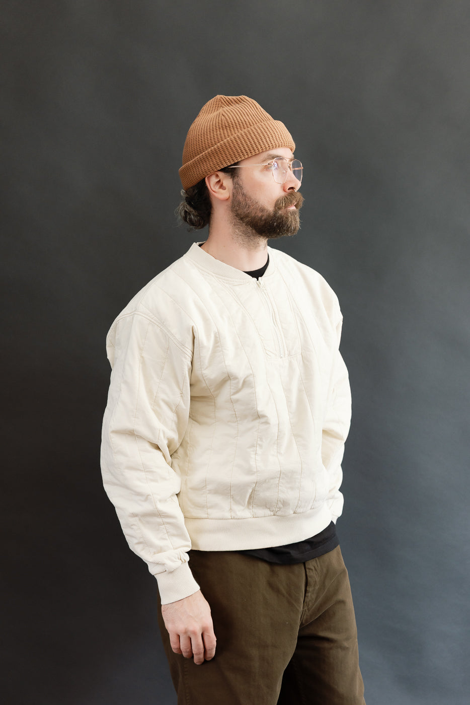 M-J-002 - Oslo Sweater Quilted Cotton - Ecru