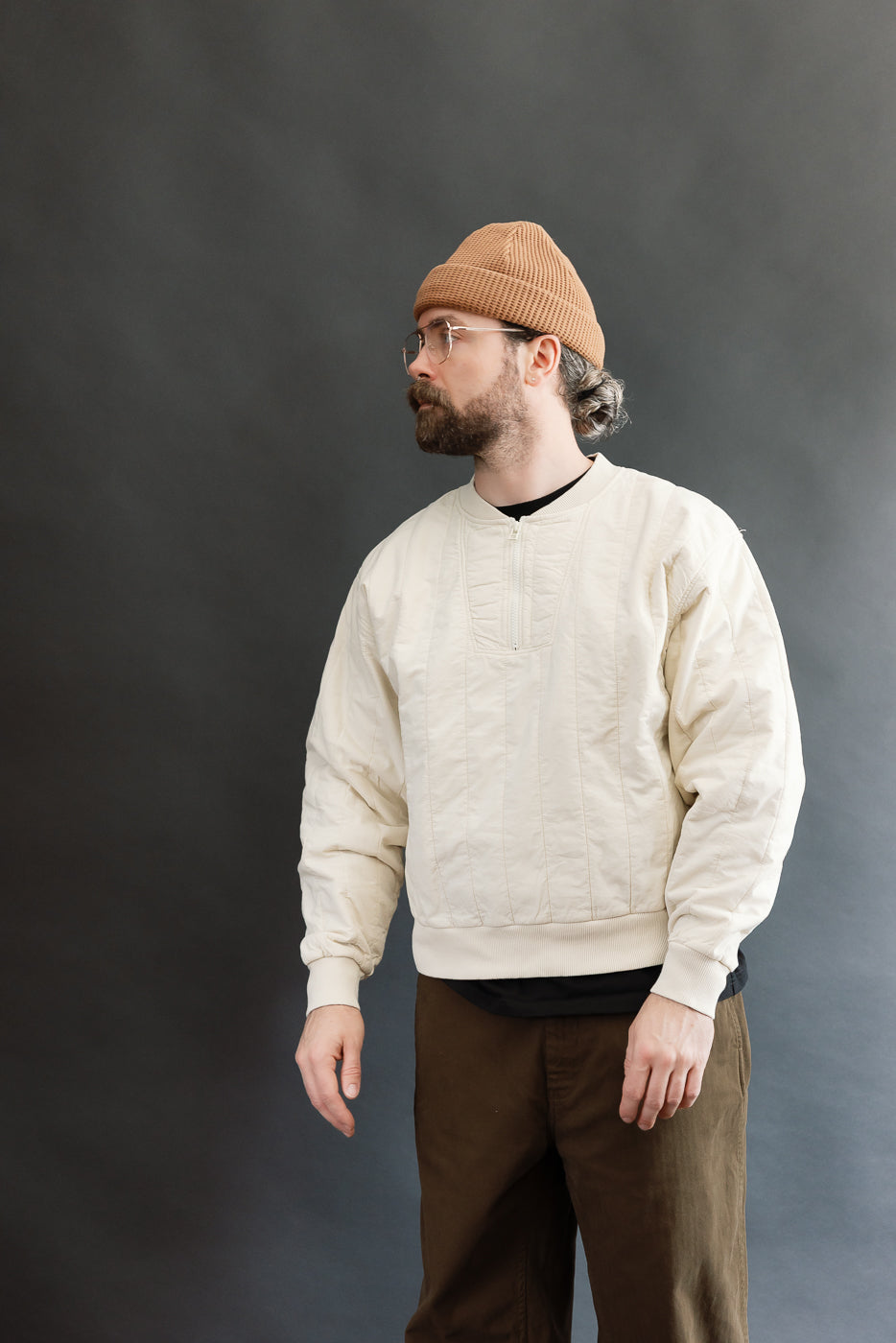 M-J-002 - Oslo Sweater Quilted Cotton - Ecru