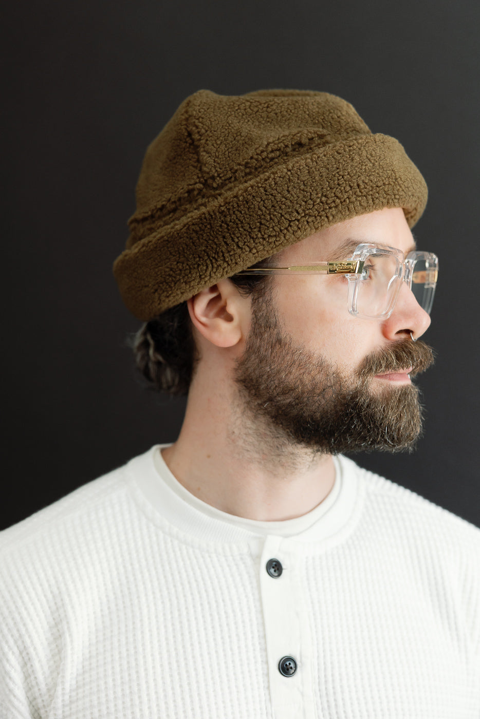 Close-up profile of male model, 5'9