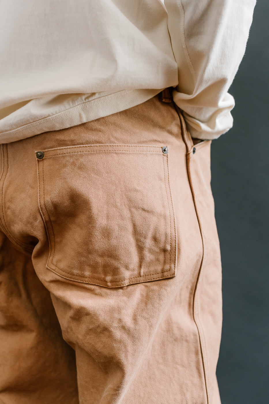1129-6 - Persimmon Tannin Dye Heavy Duck Work Pants - Brown