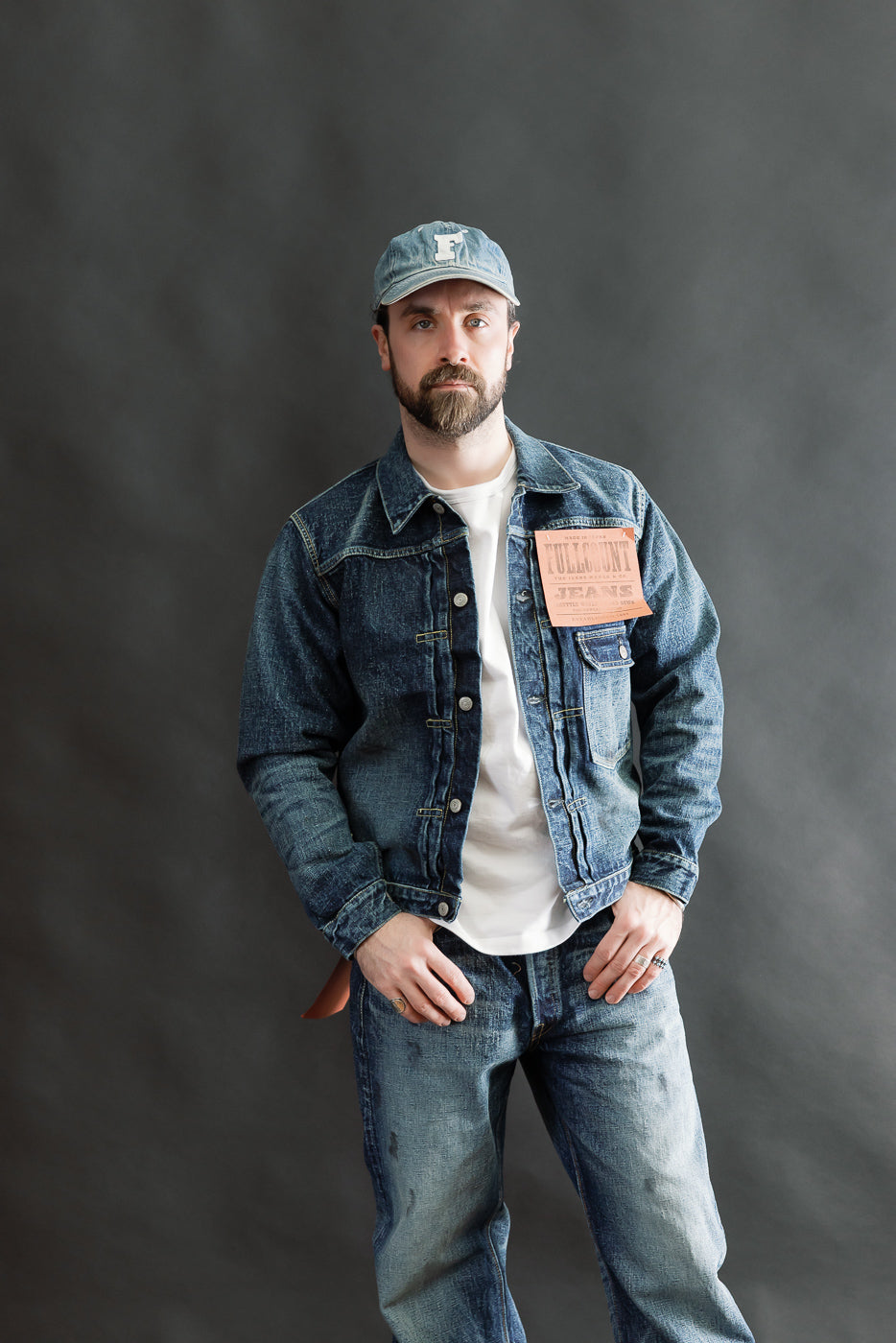 Front full body view of male model 5'9