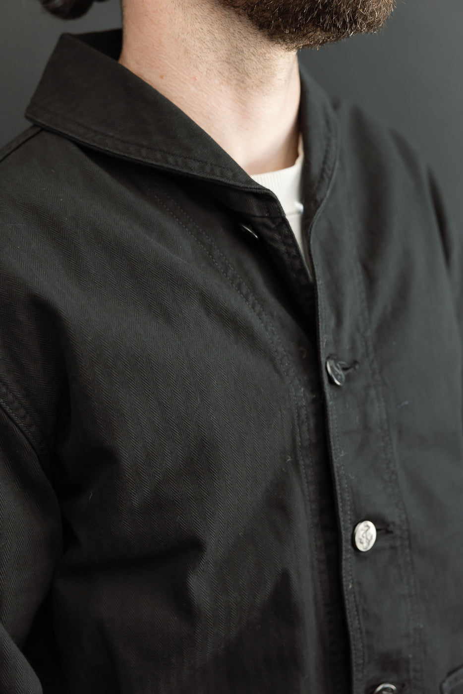 2052-2 - USN Shawl Collar Herringbone Coverall - Black | Dant