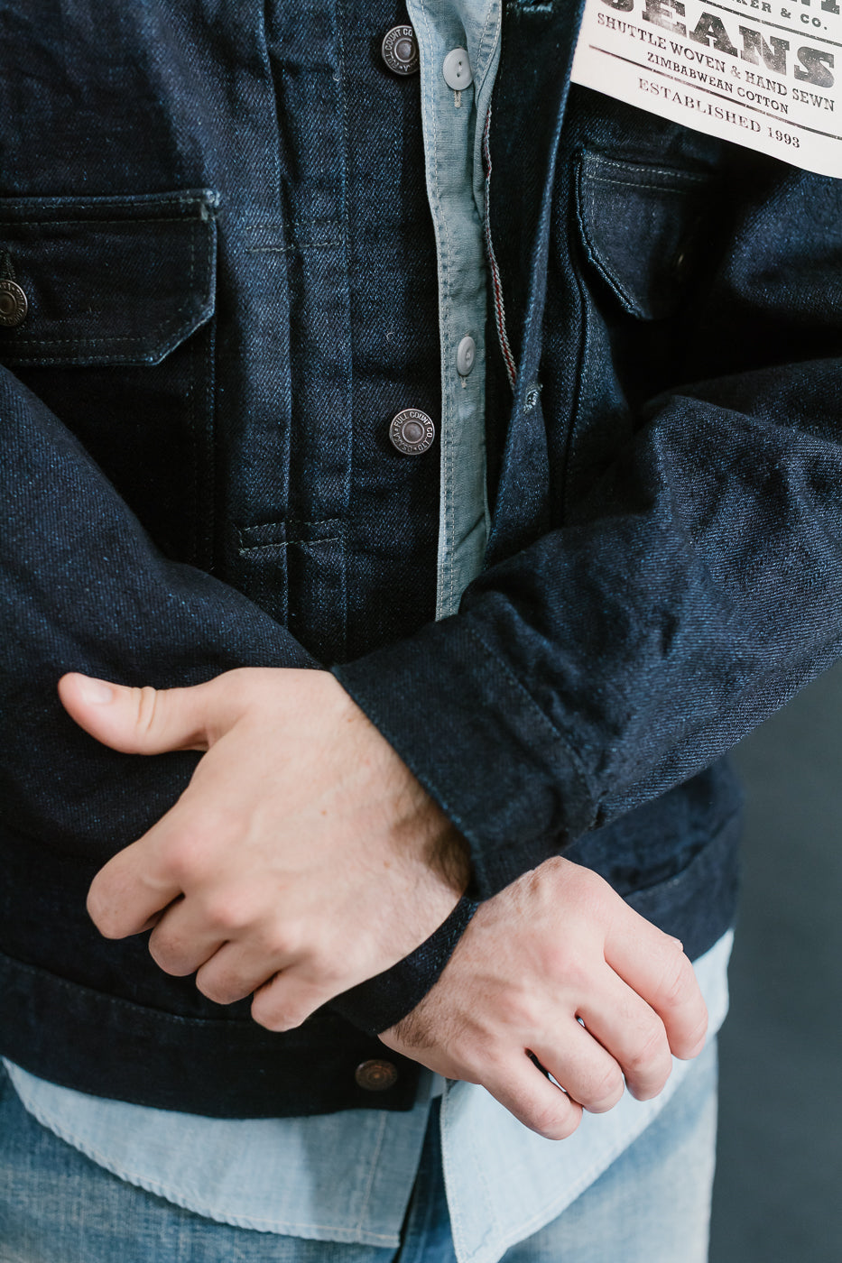 2102SRB - 15.5oz Super Rough Selvedge Type II Jacket - Indigo x Black