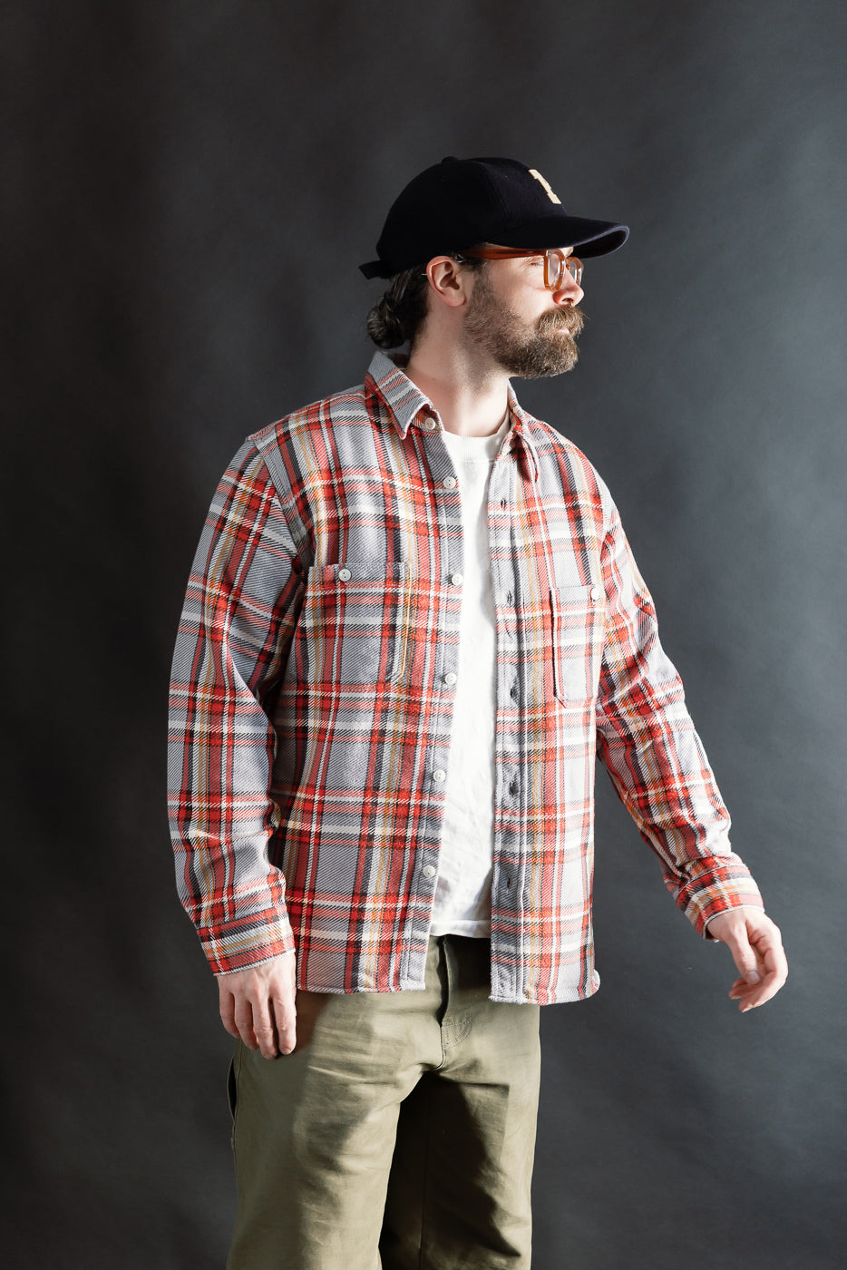 4094 - Original Cotton Check Flannel Work Shirt - Gray, Red