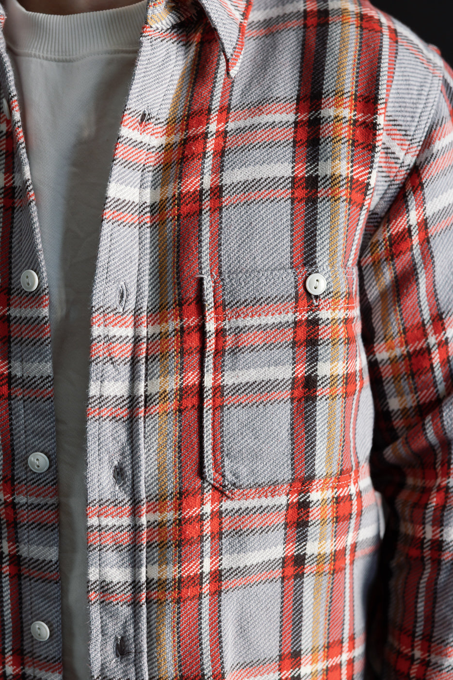 4094 - Original Cotton Check Flannel Work Shirt - Gray, Red