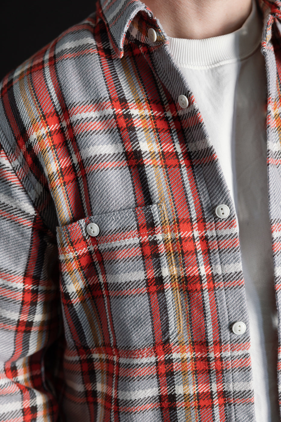 4094 - Original Cotton Check Flannel Work Shirt - Gray, Red