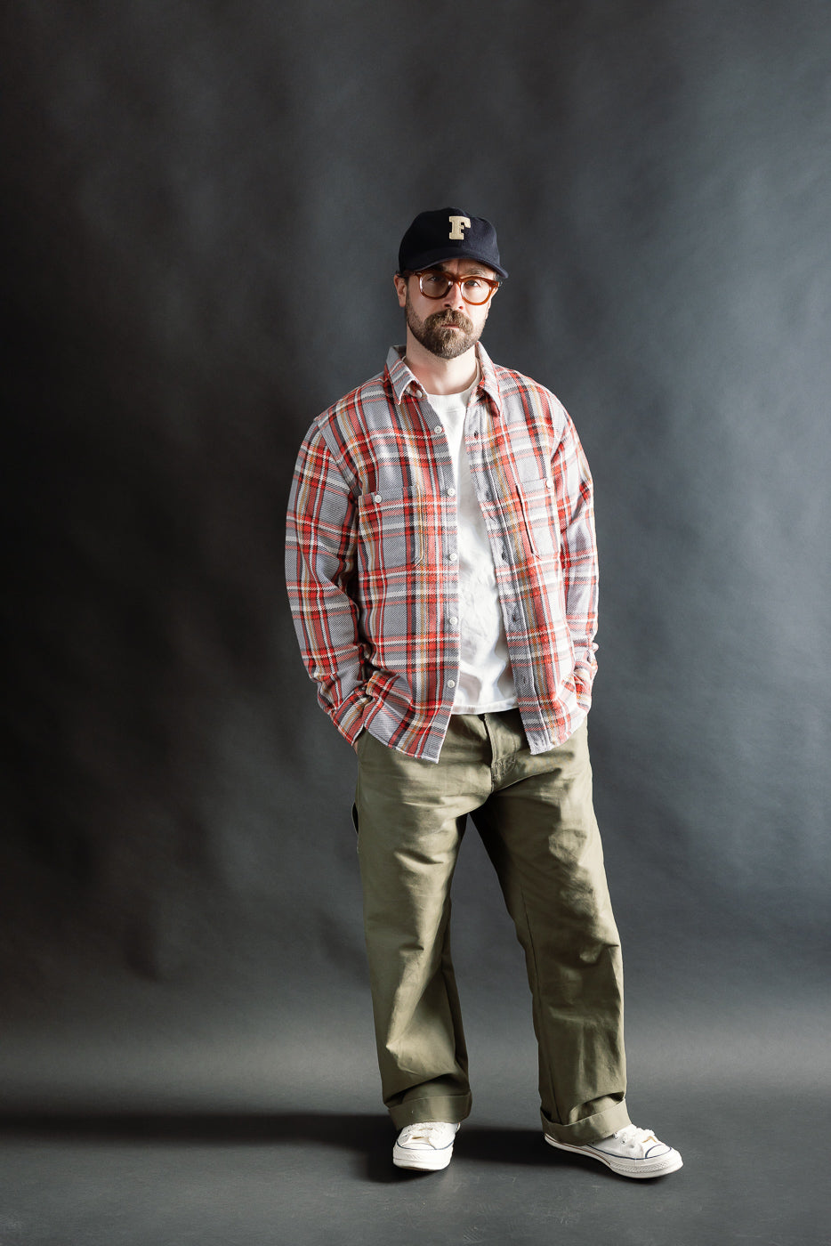 4094 - Original Cotton Check Flannel Work Shirt - Gray, Red