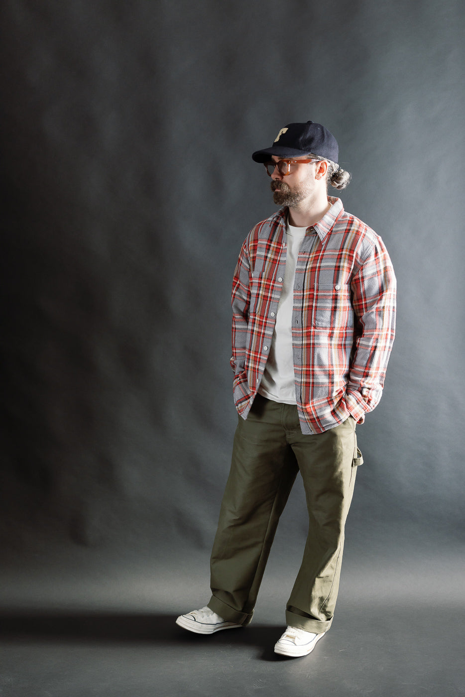 4094 - Original Cotton Check Flannel Work Shirt - Gray, Red
